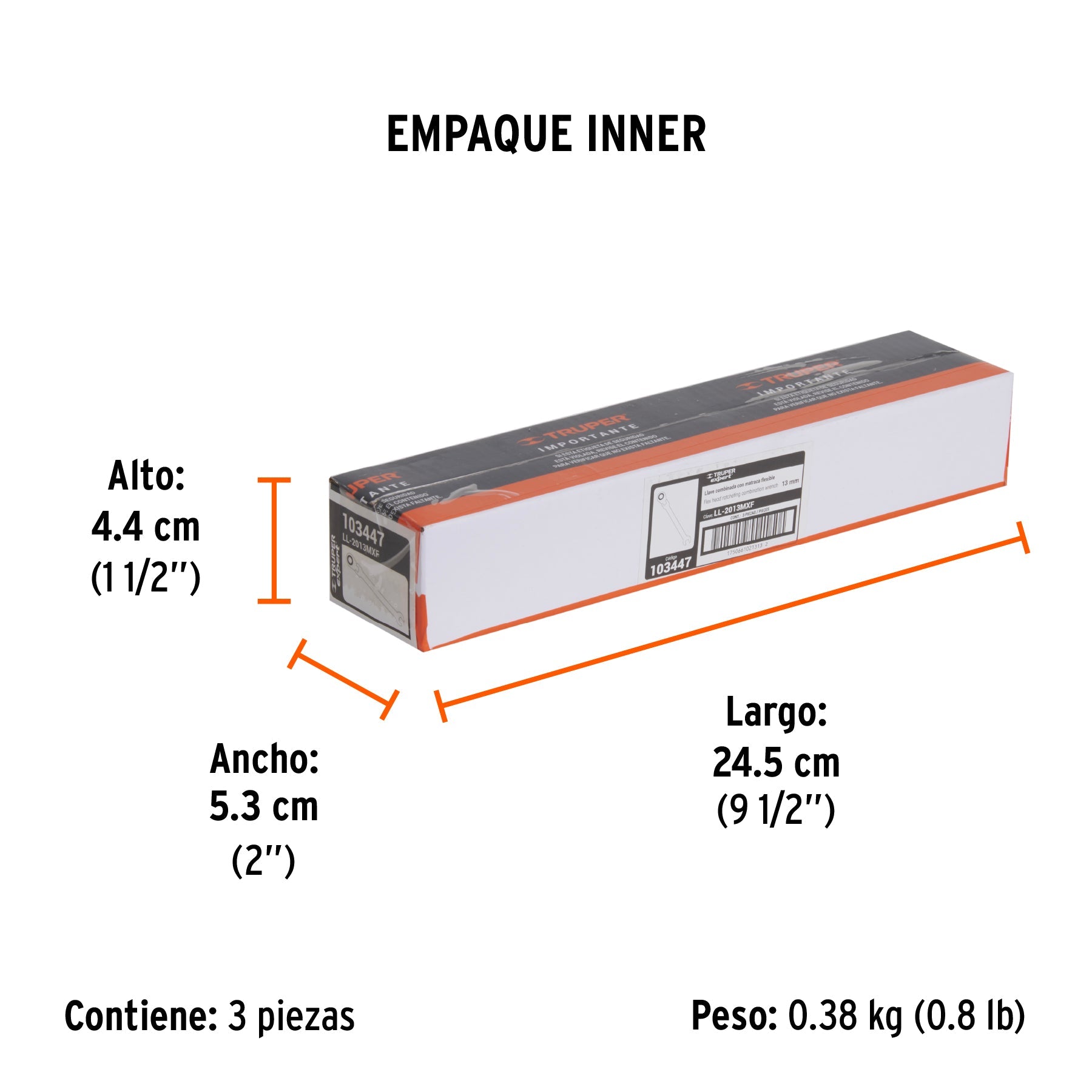 Llave combinada con matraca 13 mm flexible, EXPERT - Empaque