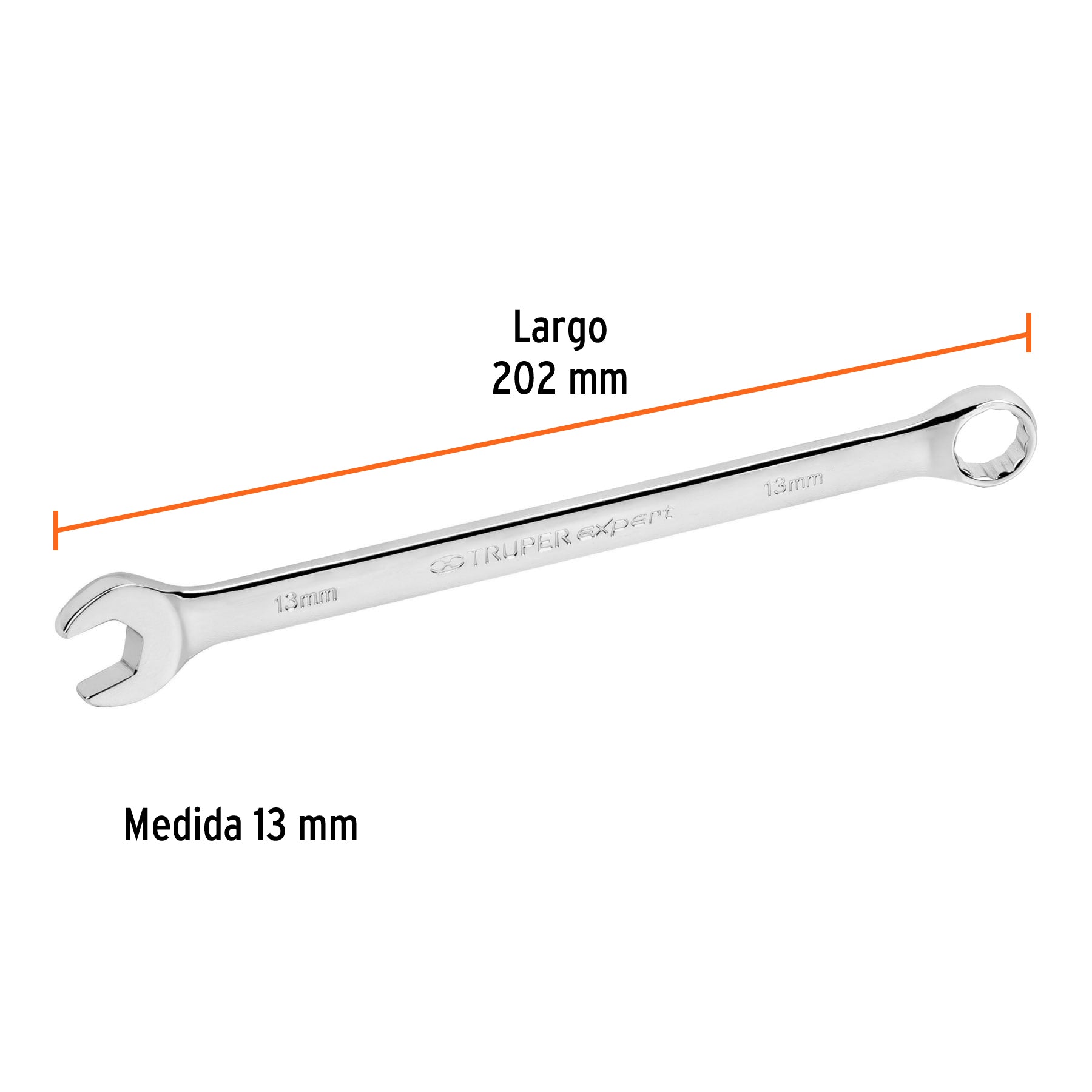 Llave combinada extralarga 13 mm x 202 mm de largo, EXPERT