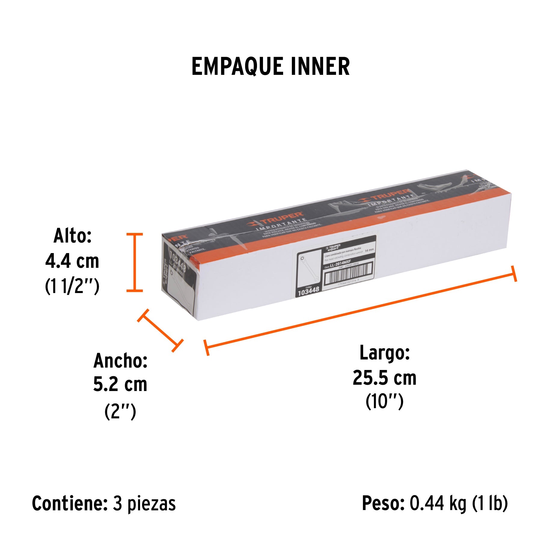 Llave combinada con matraca 14 mm flexible, EXPERT - Empaque