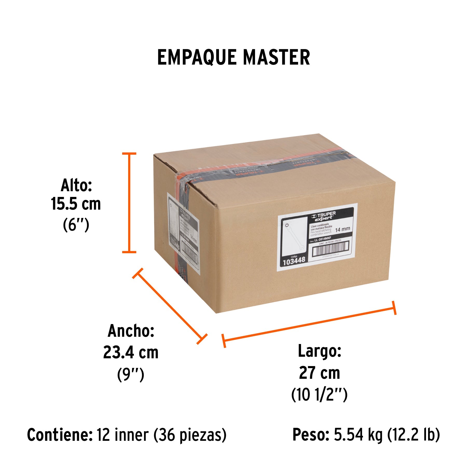 Llave combinada con matraca 14 mm flexible, EXPERT - Empaque