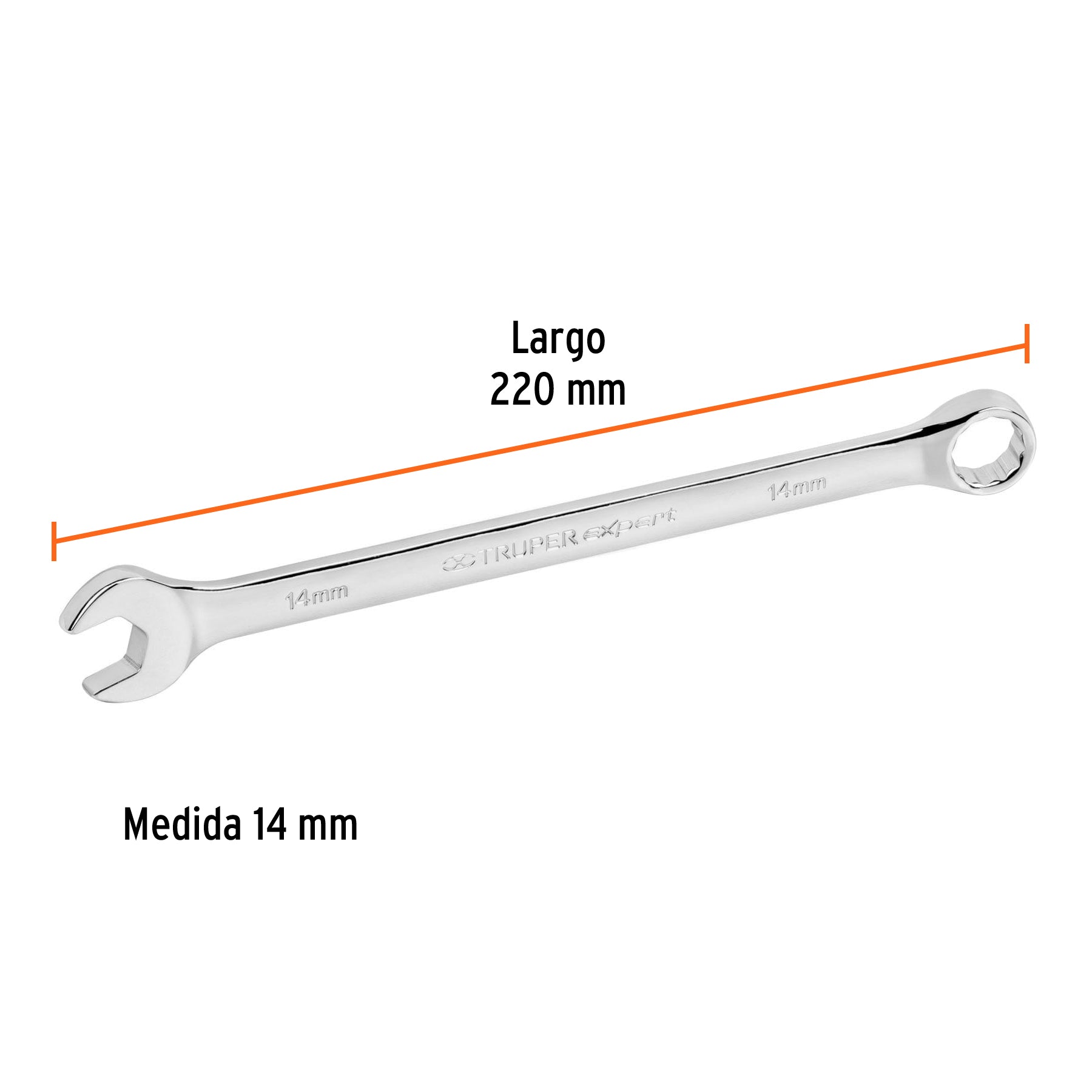 Llave combinada extralarga 14 mm x 220 mm de largo, EXPERT