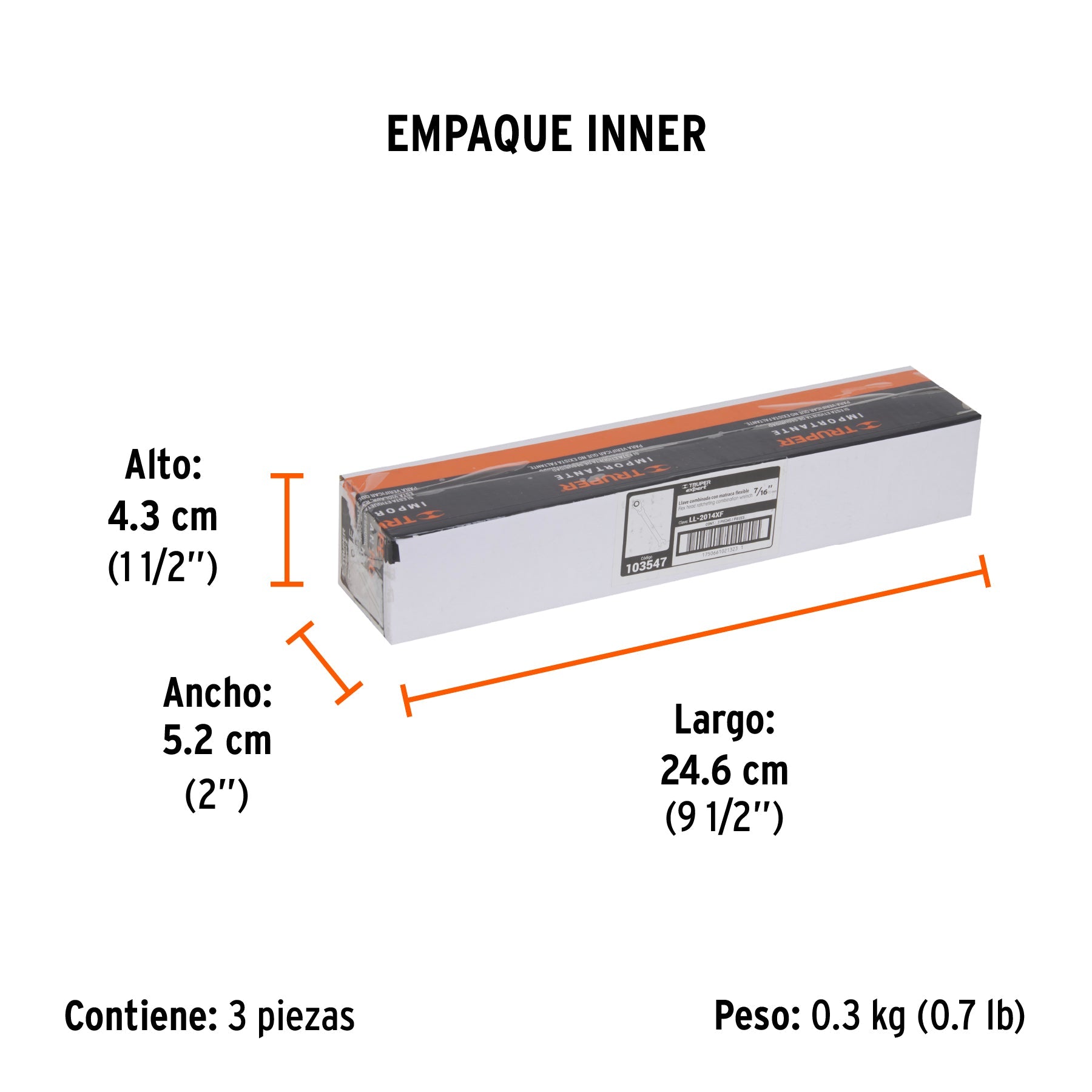 Llave combinada con matraca 7/16" flexible, EXPERT - Empaque