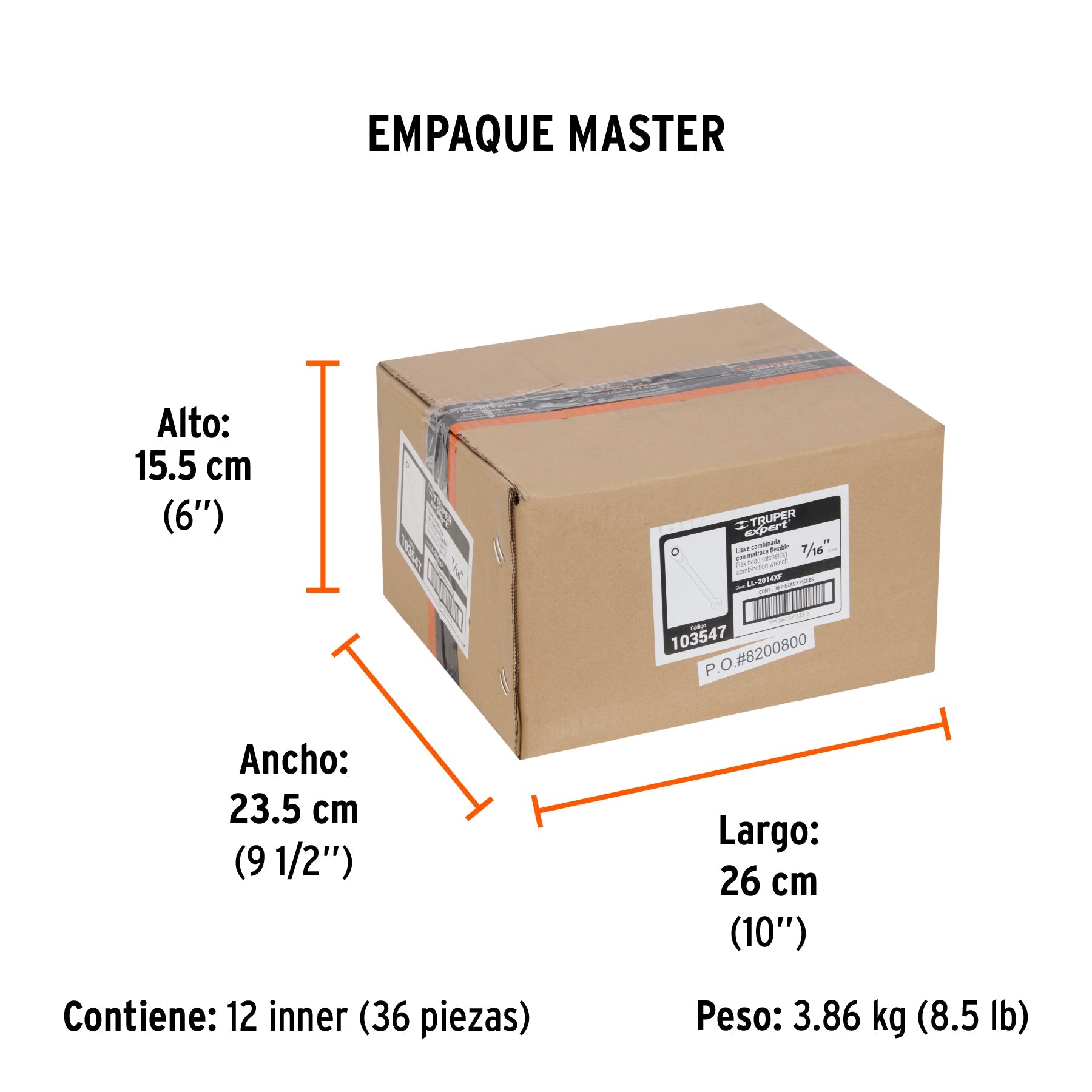 Llave combinada con matraca 7/16" flexible, EXPERT - Empaque