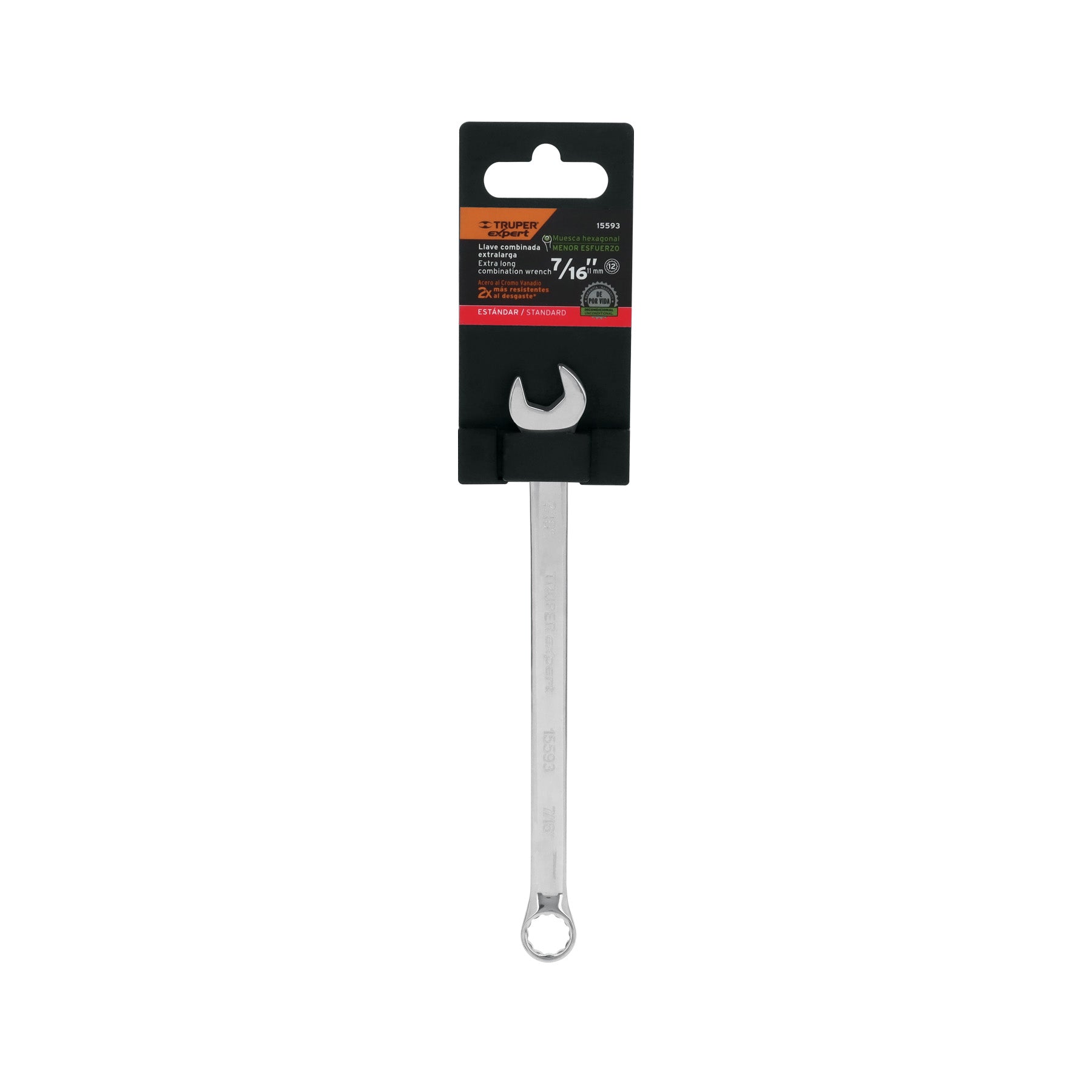Llave combinada extralarga 7/16" x 183 mm de largo, EXPERT