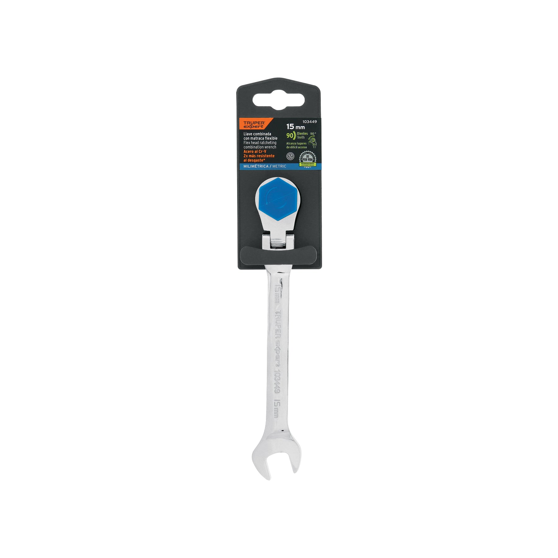 Llave combinada con matraca 15 mm flexible, EXPERT