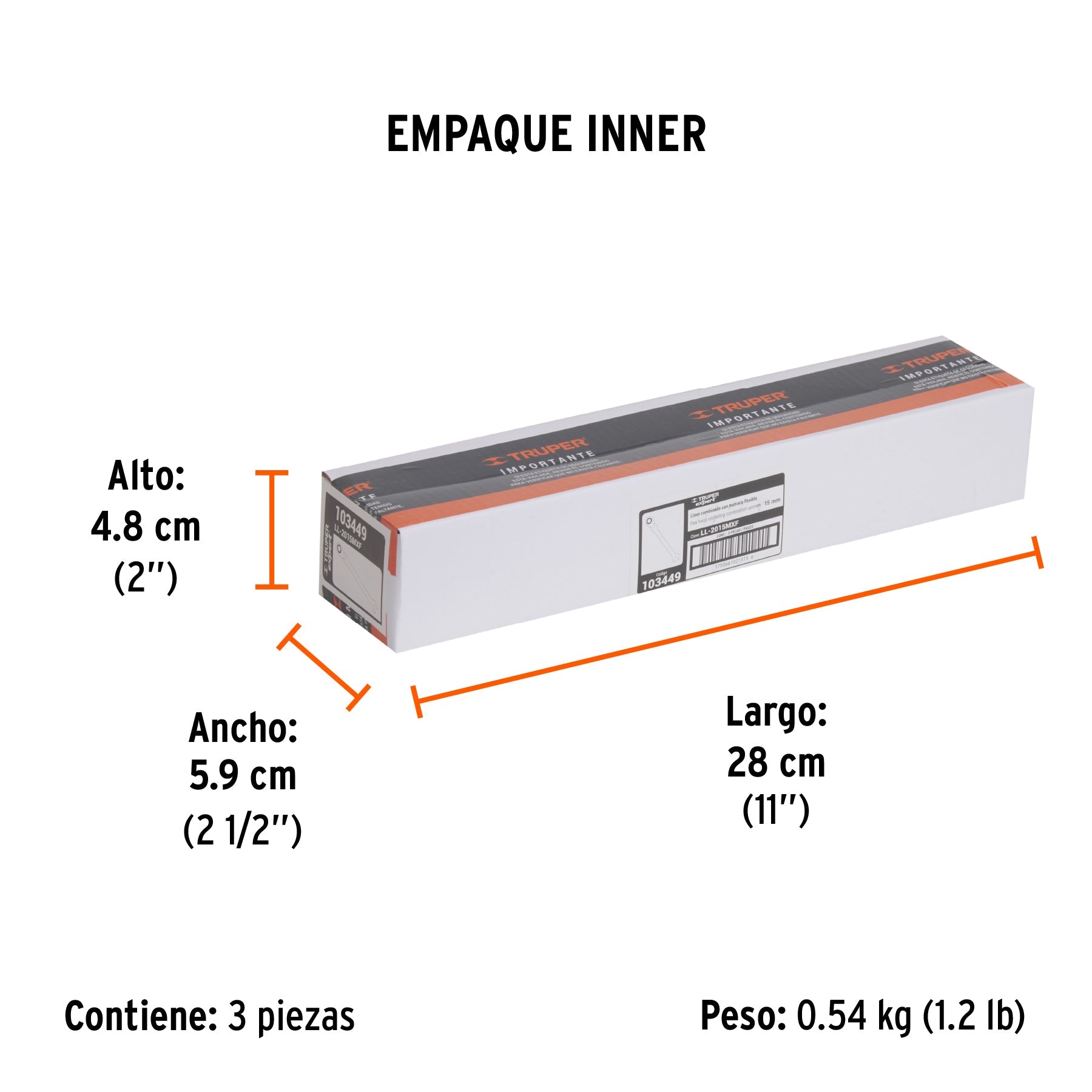 Llave combinada con matraca 15 mm flexible, EXPERT - Empaque