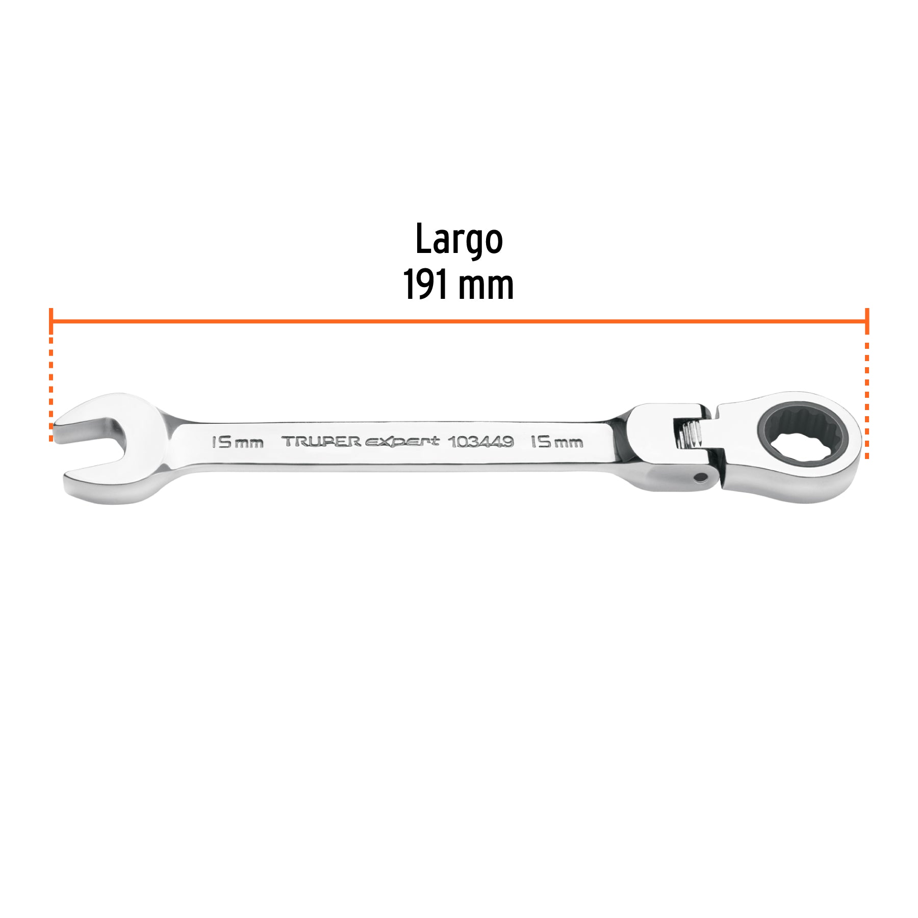 Llave combinada con matraca 15 mm flexible, EXPERT