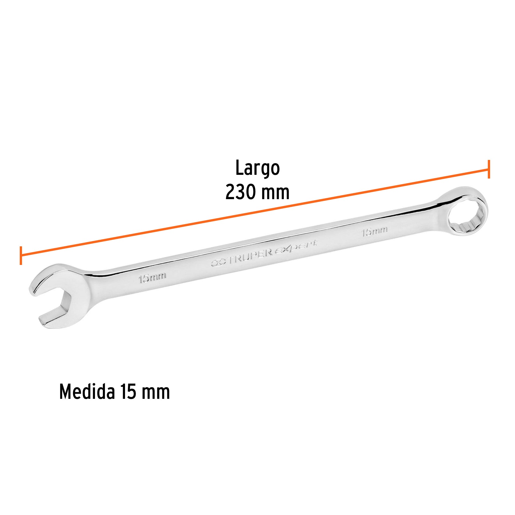 Llave combinada extralarga 15 mm x 230 mm de largo, EXPERT