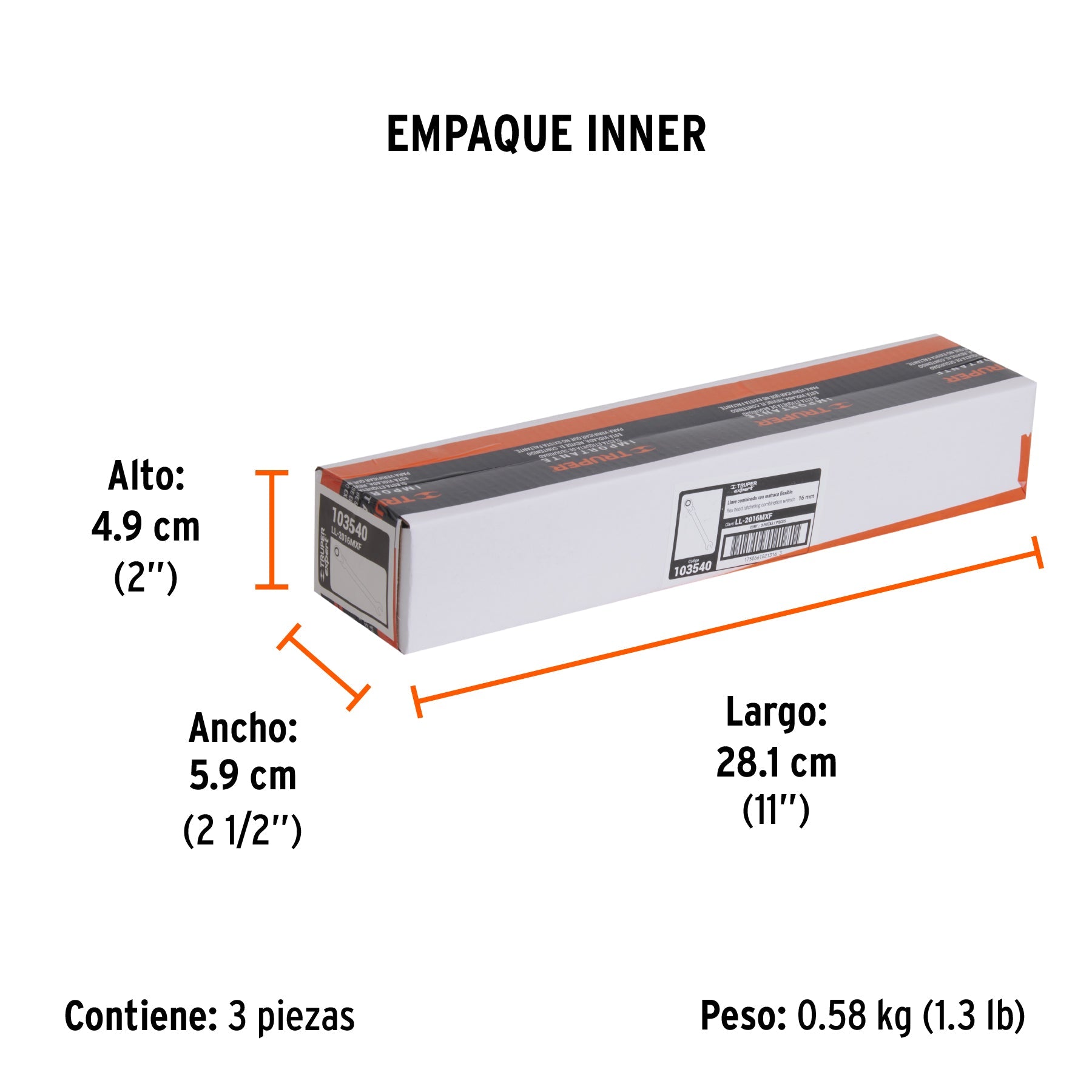 Llave combinada con matraca 16 mm flexible, EXPERT - Empaque