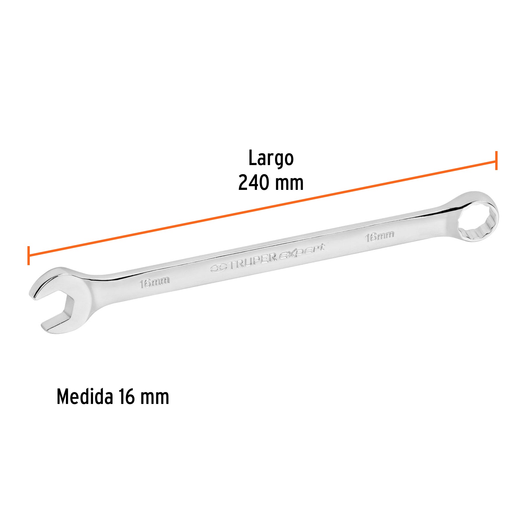 Llave combinada extralarga 16 mm x 240 mm de largo, EXPERT