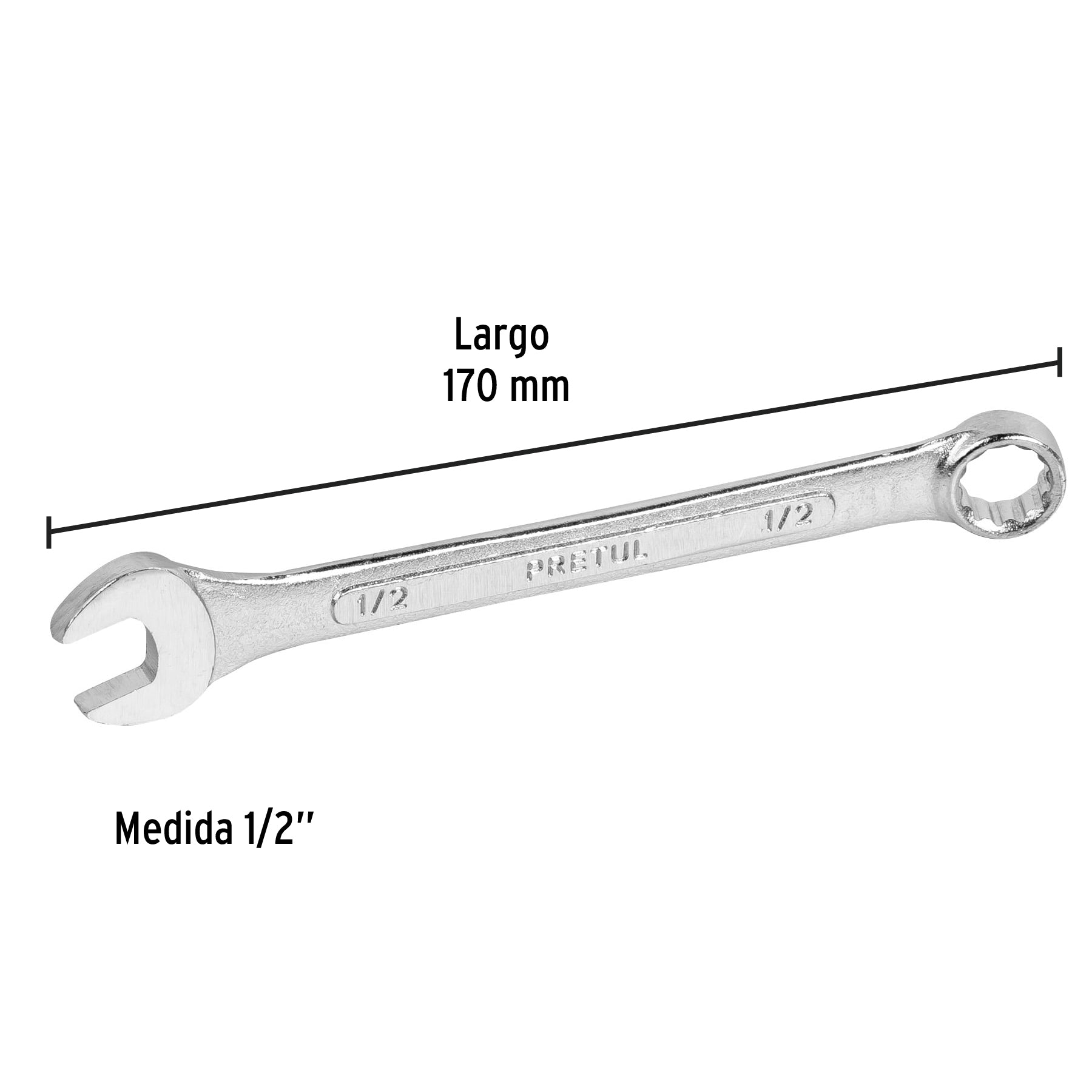 Llave combinada 1/2" x 170 mm de largo, PRETUL