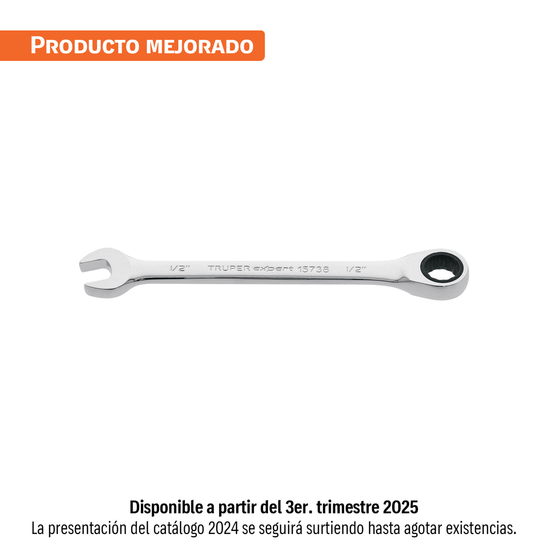 Llave combinada con matraca 1/2" x 173 mm largo, EXPERT