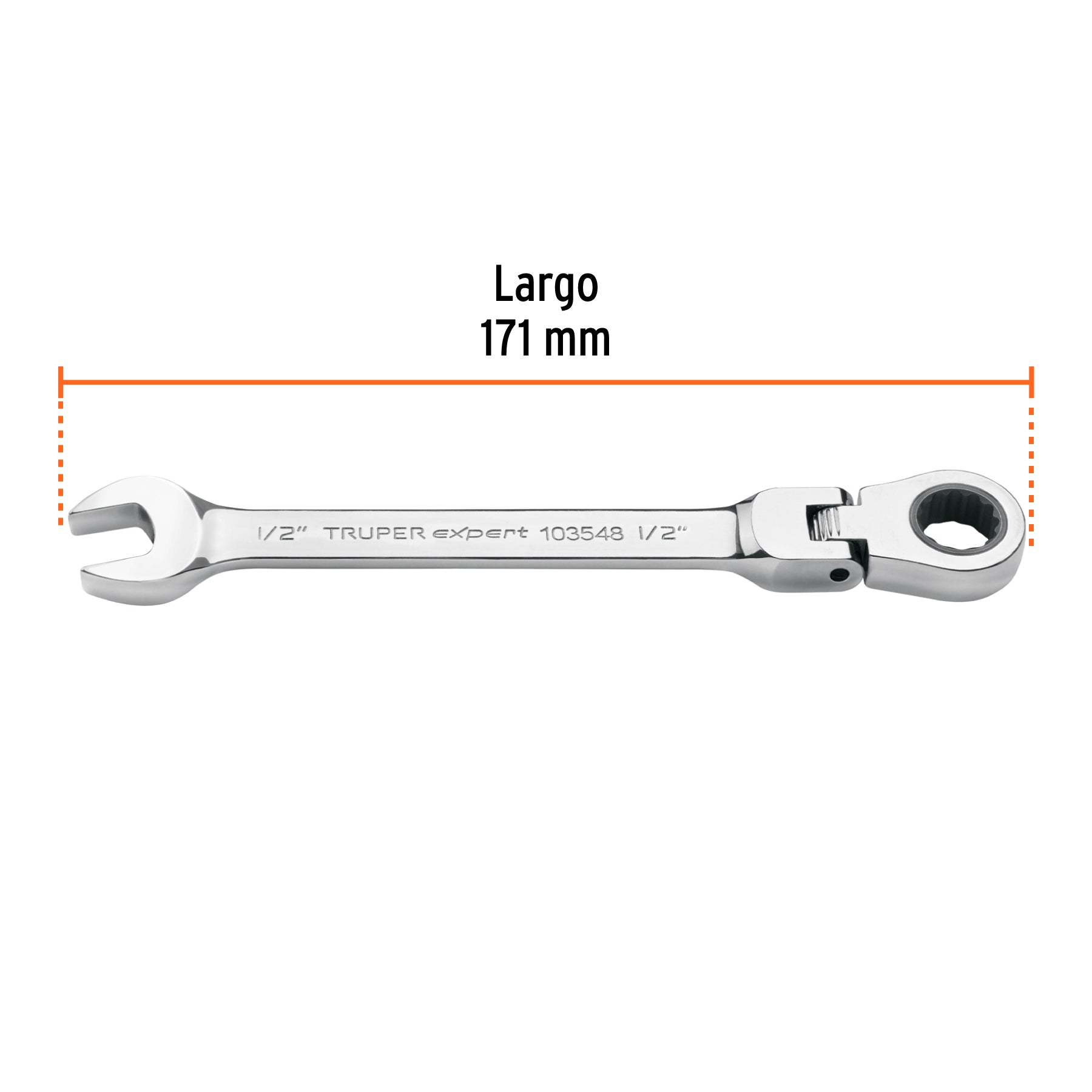 Llave combinada con matraca 1/2" flexible, EXPERT