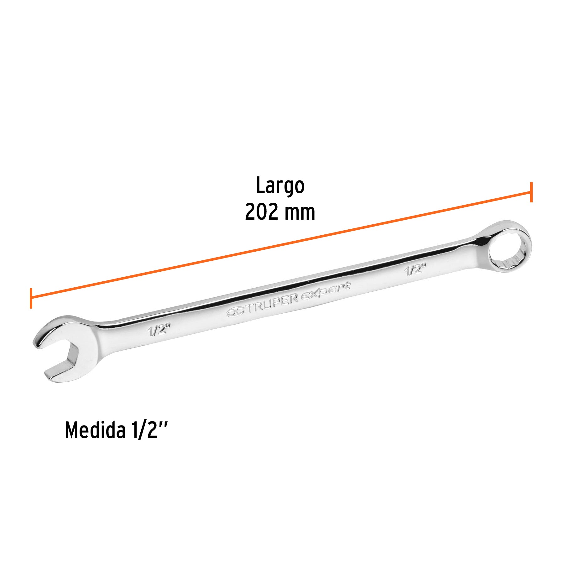 Llave combinada extralarga 1/2" x 202 mm de largo, EXPERT