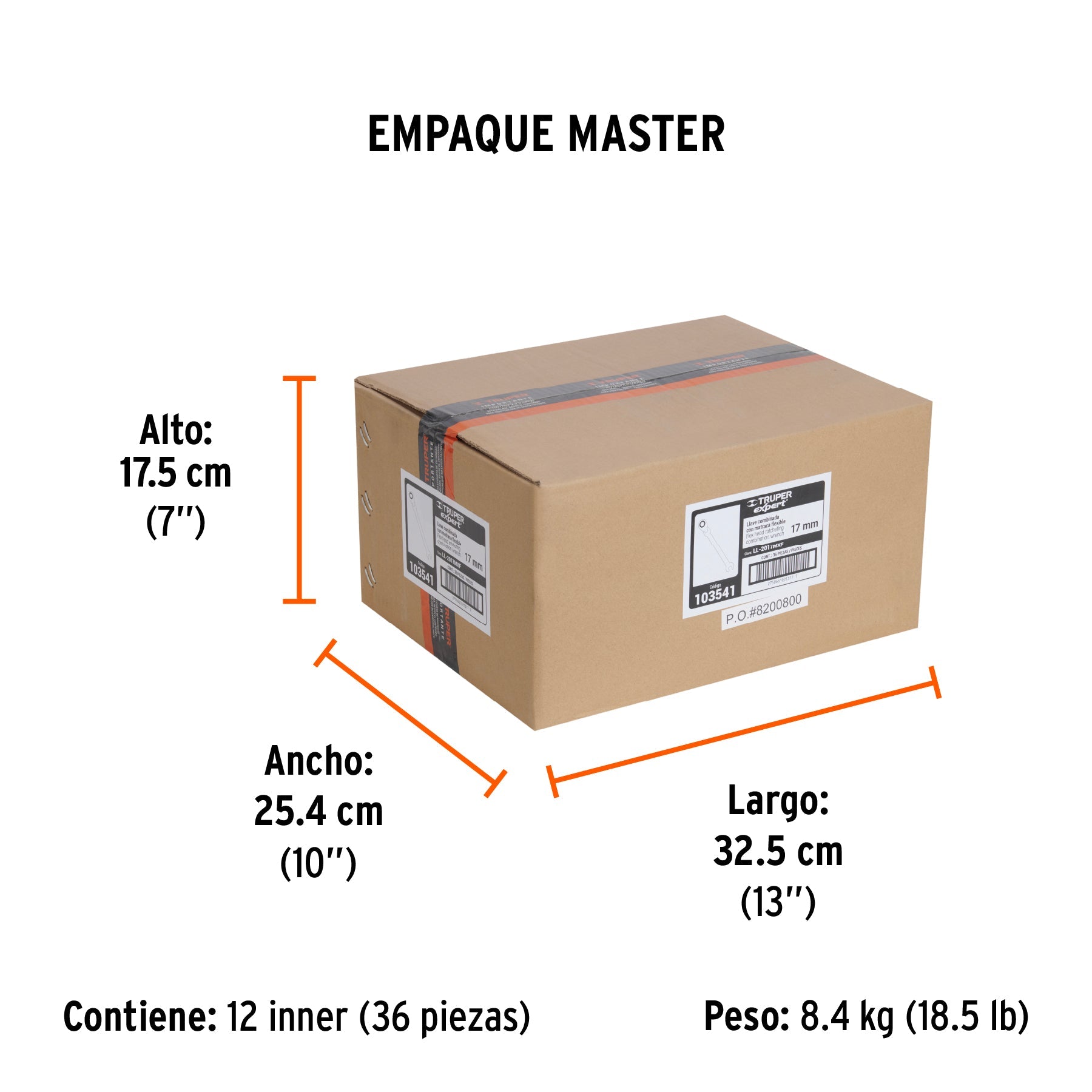 Llave combinada con matraca 17 mm flexible, EXPERT - Empaque