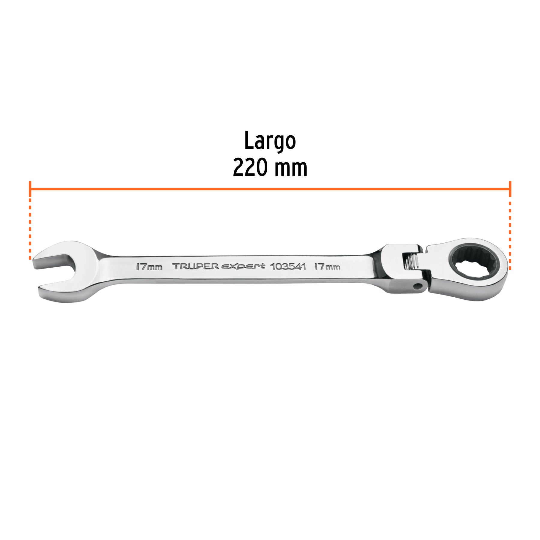 Llave combinada con matraca 17 mm flexible, EXPERT