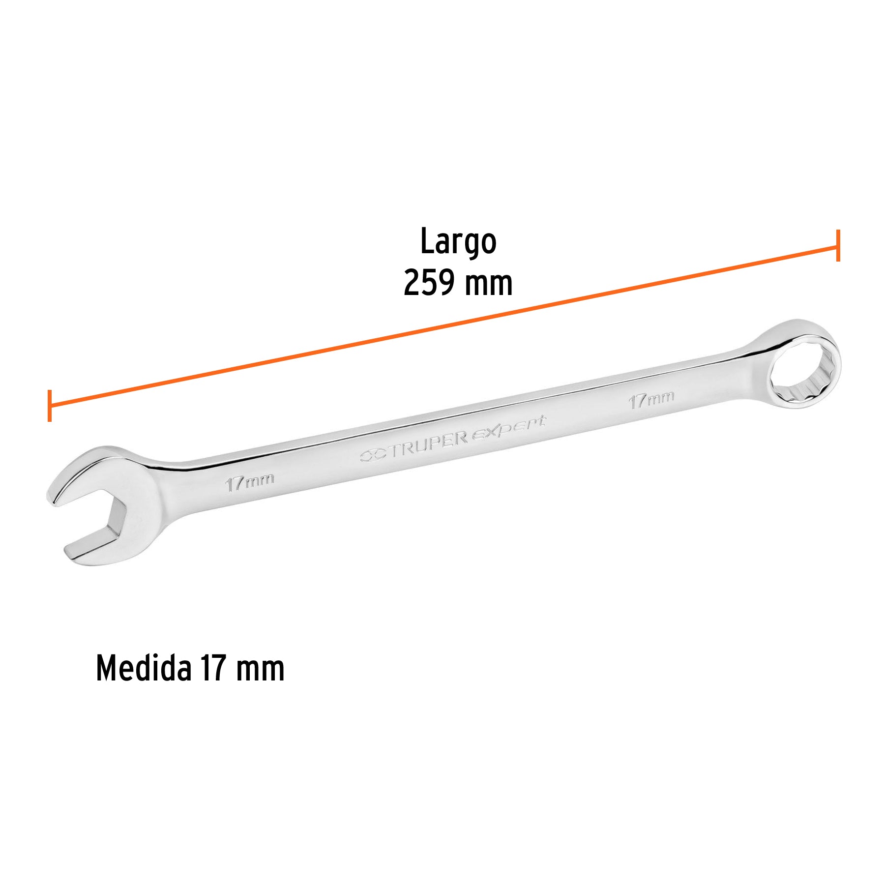 Llave combinada extralarga 17 mm x 259 mm de largo, EXPERT