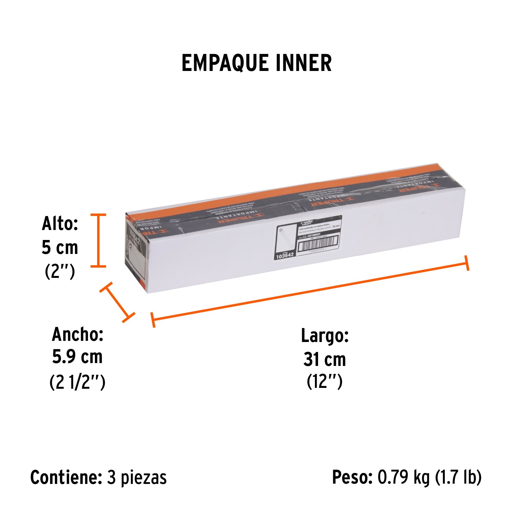 Llave combinada con matraca 18 mm flexible, EXPERT - Empaque