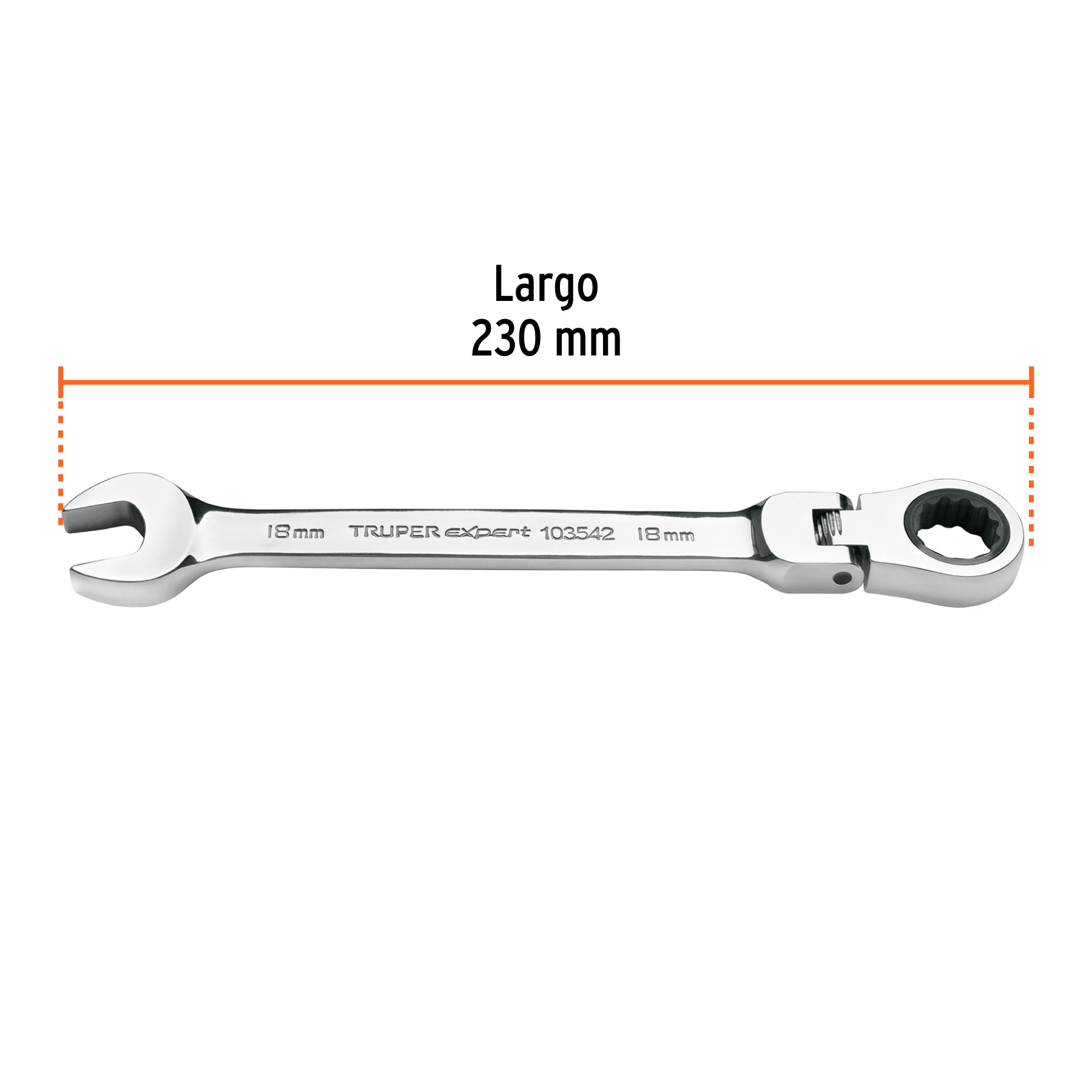 Llave combinada con matraca 18 mm flexible, EXPERT
