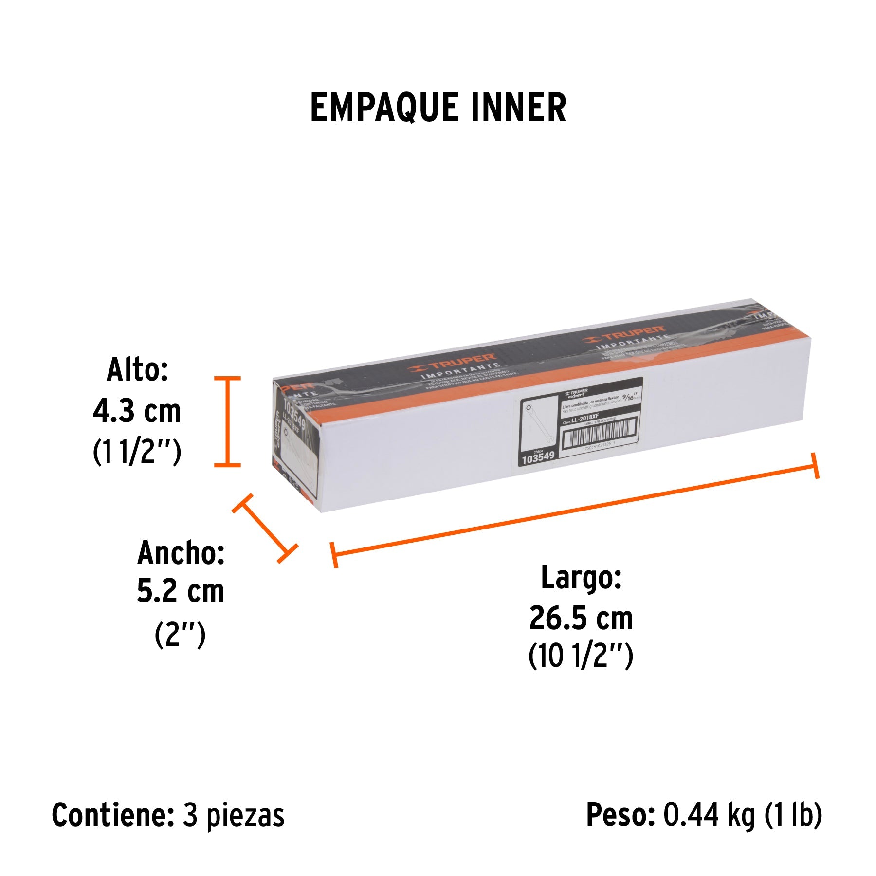 Llave combinada con matraca 9/16" flexible, EXPERT - Empaque