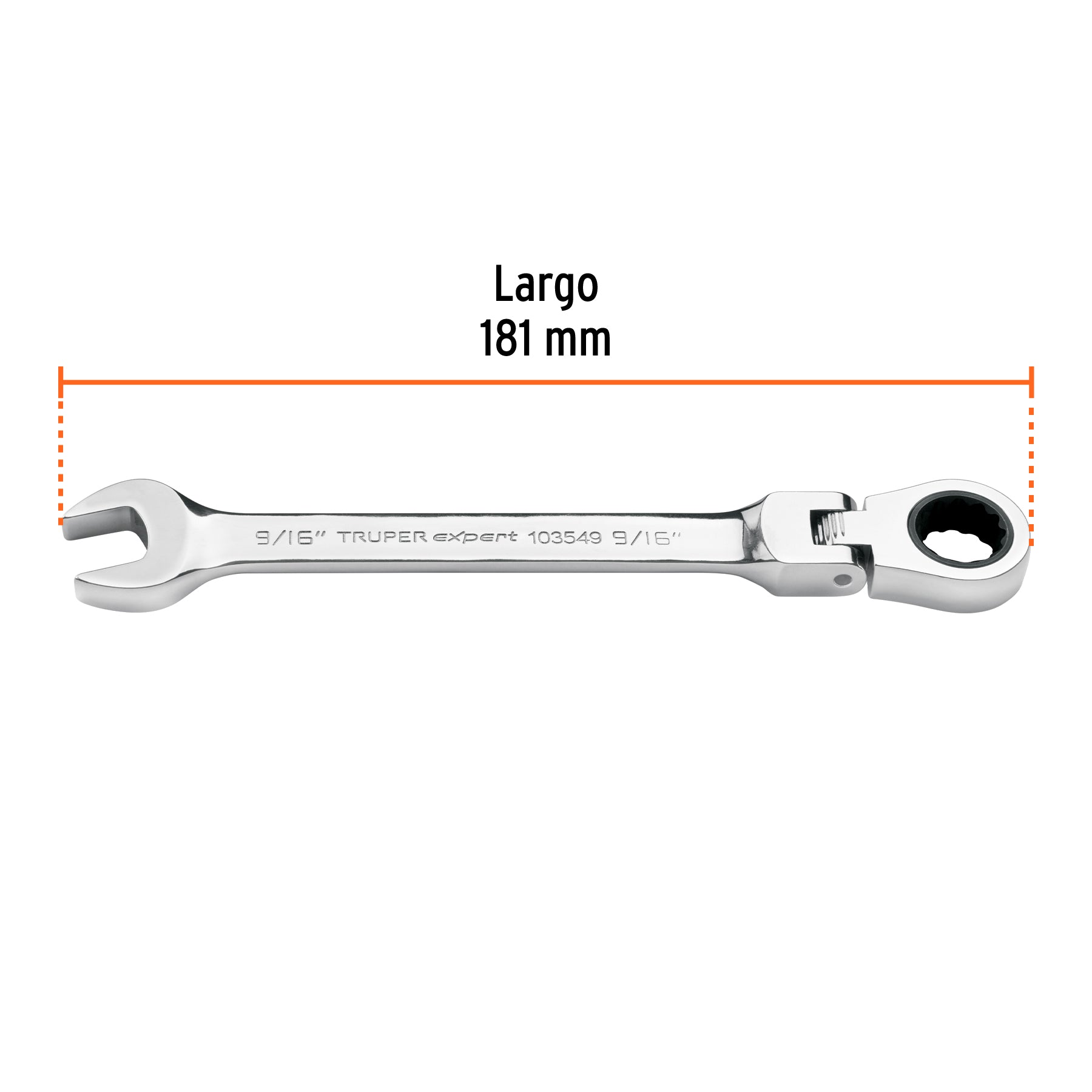 Llave combinada con matraca 9/16" flexible, EXPERT