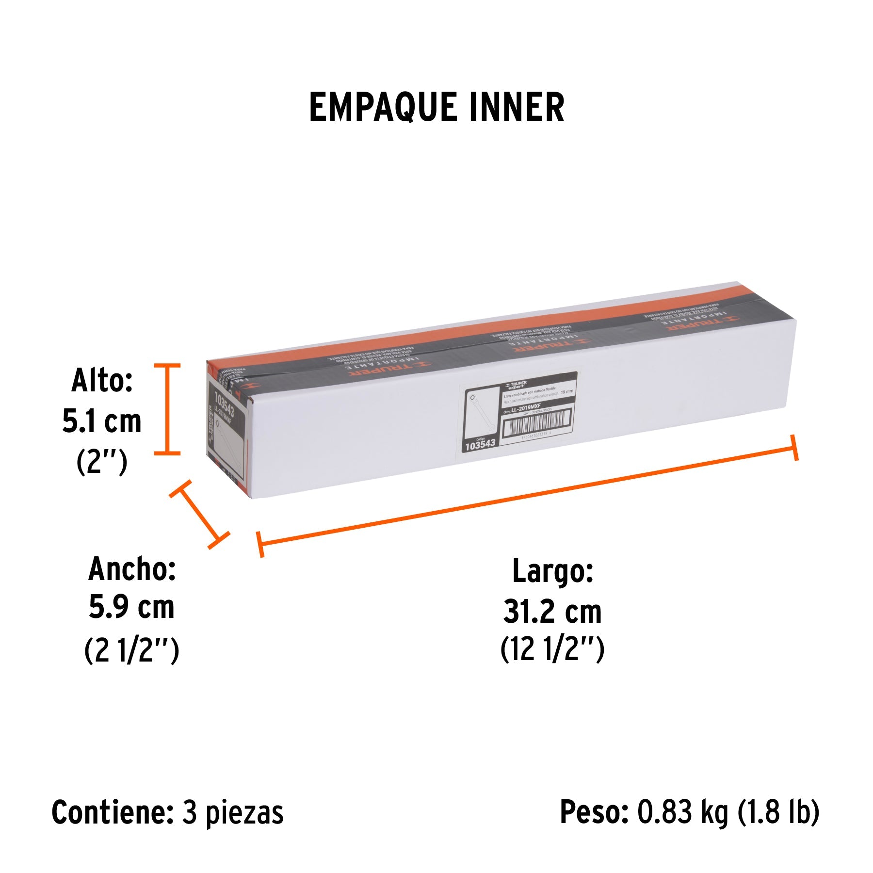 Llave combinada con matraca 19 mm flexible, EXPERT - Empaque
