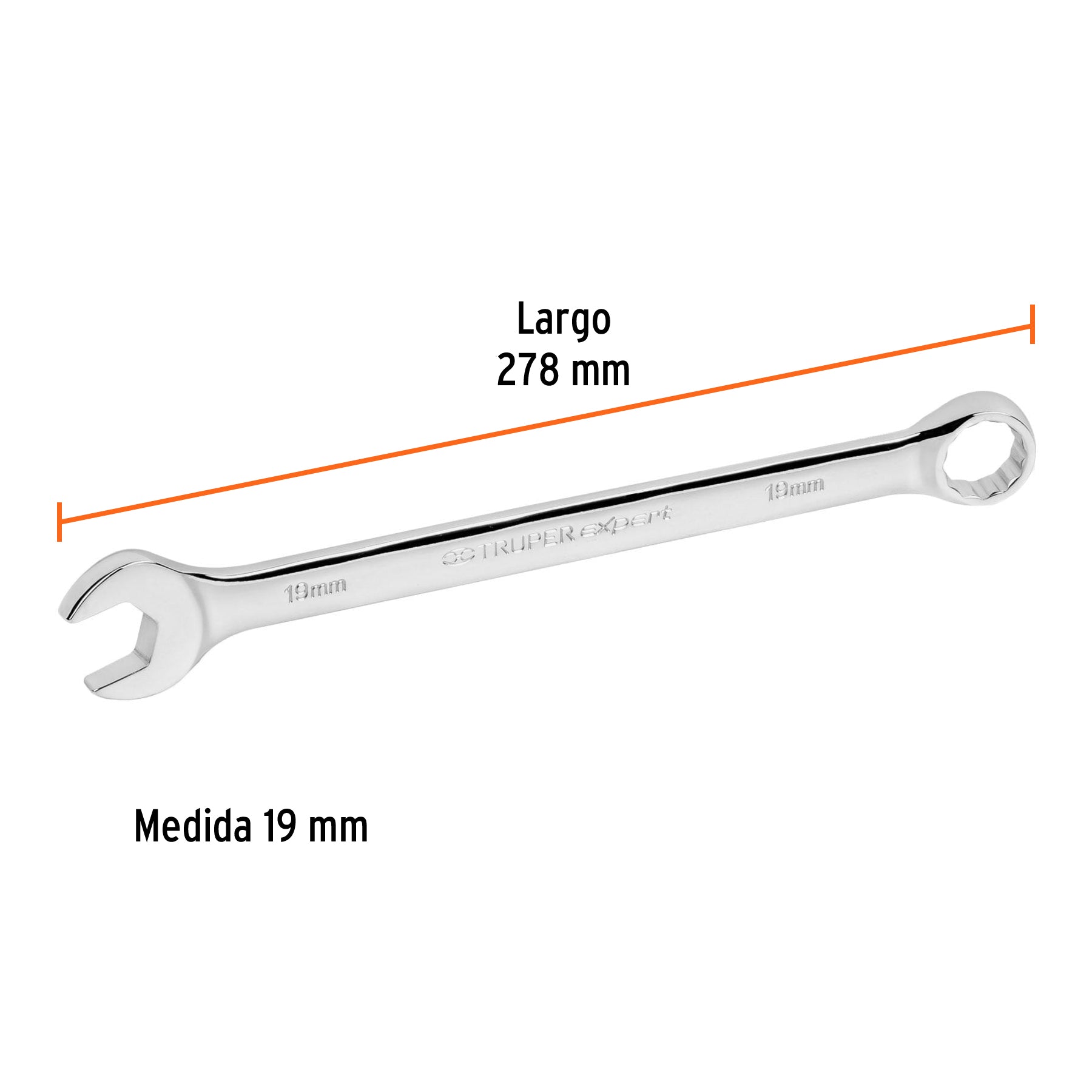 Llave combinada extralarga 19 mm x 278 mm de largo, EXPERT