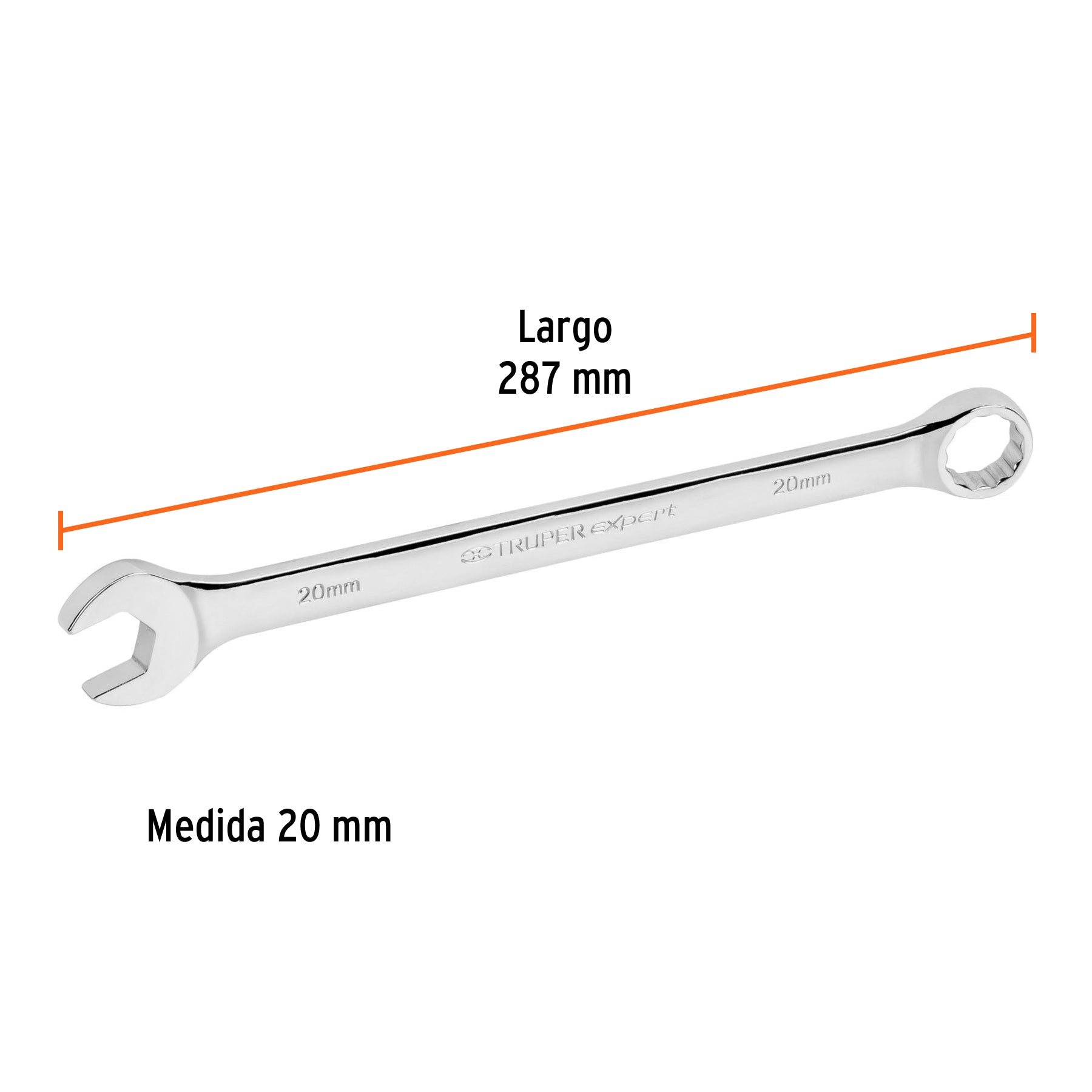 Llave combinada extralarga 20 mm x 287 mm de largo, EXPERT