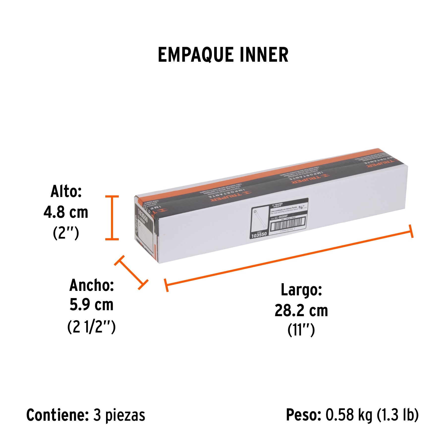 Llave combinada con matraca 5/8" flexible, EXPERT - Empaque
