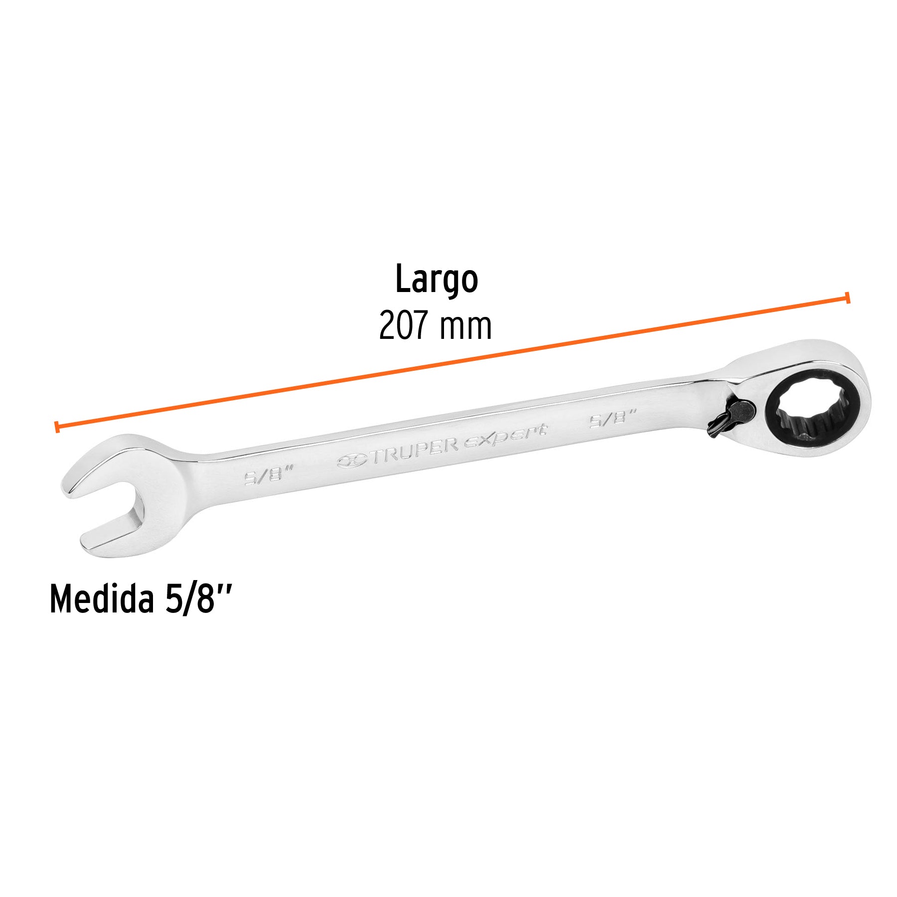Llave combinada matraca reversible 5/8"x207 mm largo, EXPERT