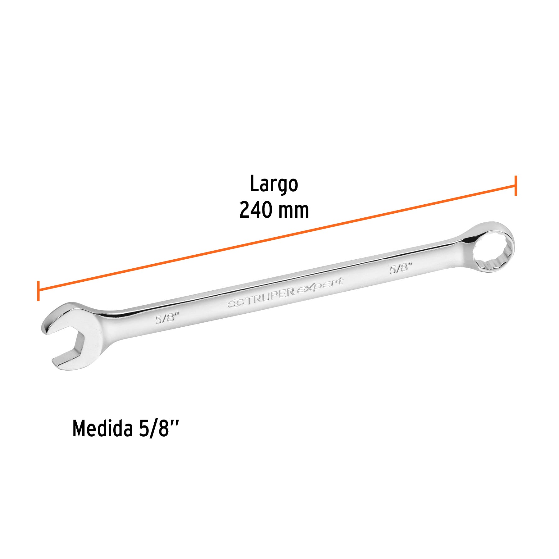 Llave combinada extralarga 5/8" x 240 mm de largo, EXPERT
