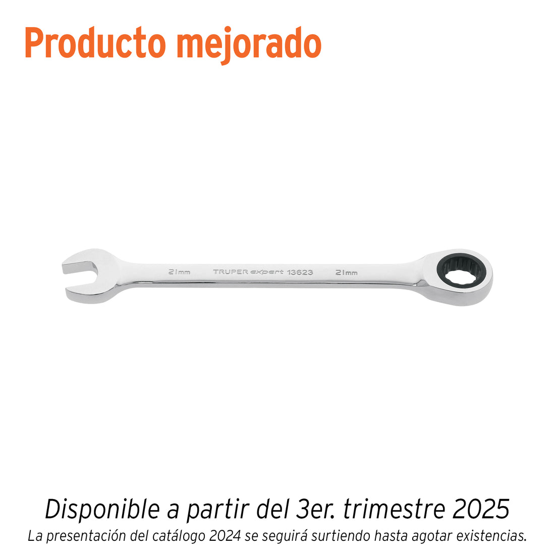 Llave combinada con matraca 21 mm x 278 mm largo, EXPERT