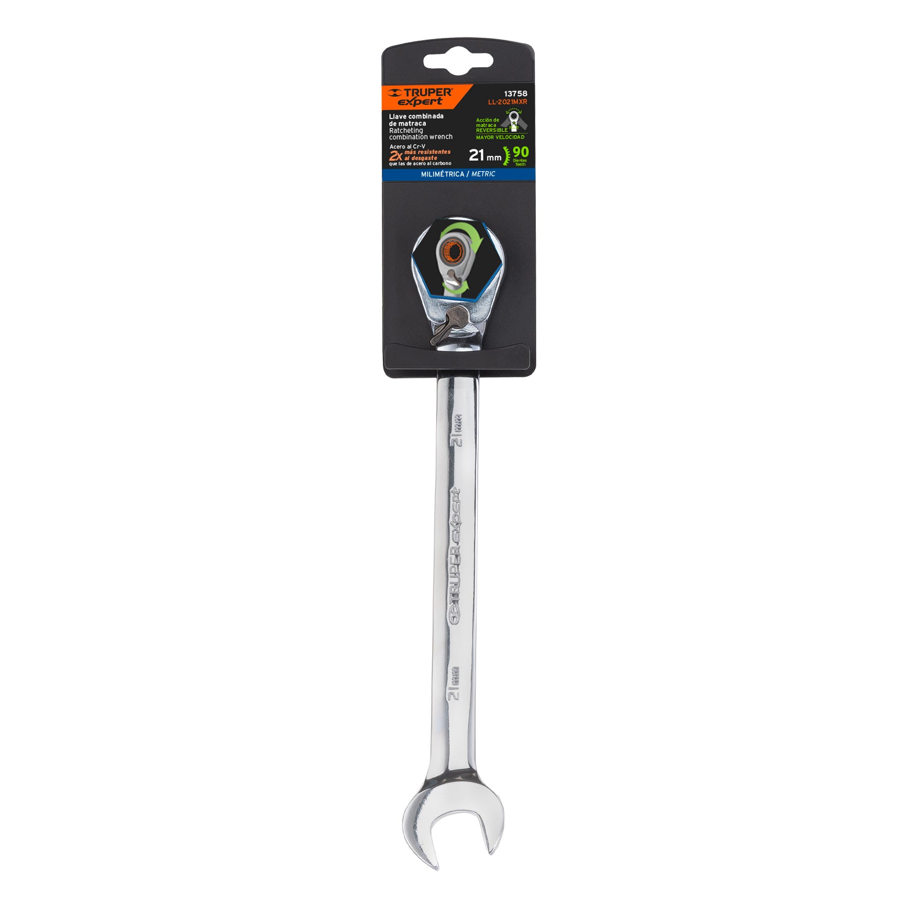 Llave combinada matraca reversible 21mmx288 mm largo, EXPERT