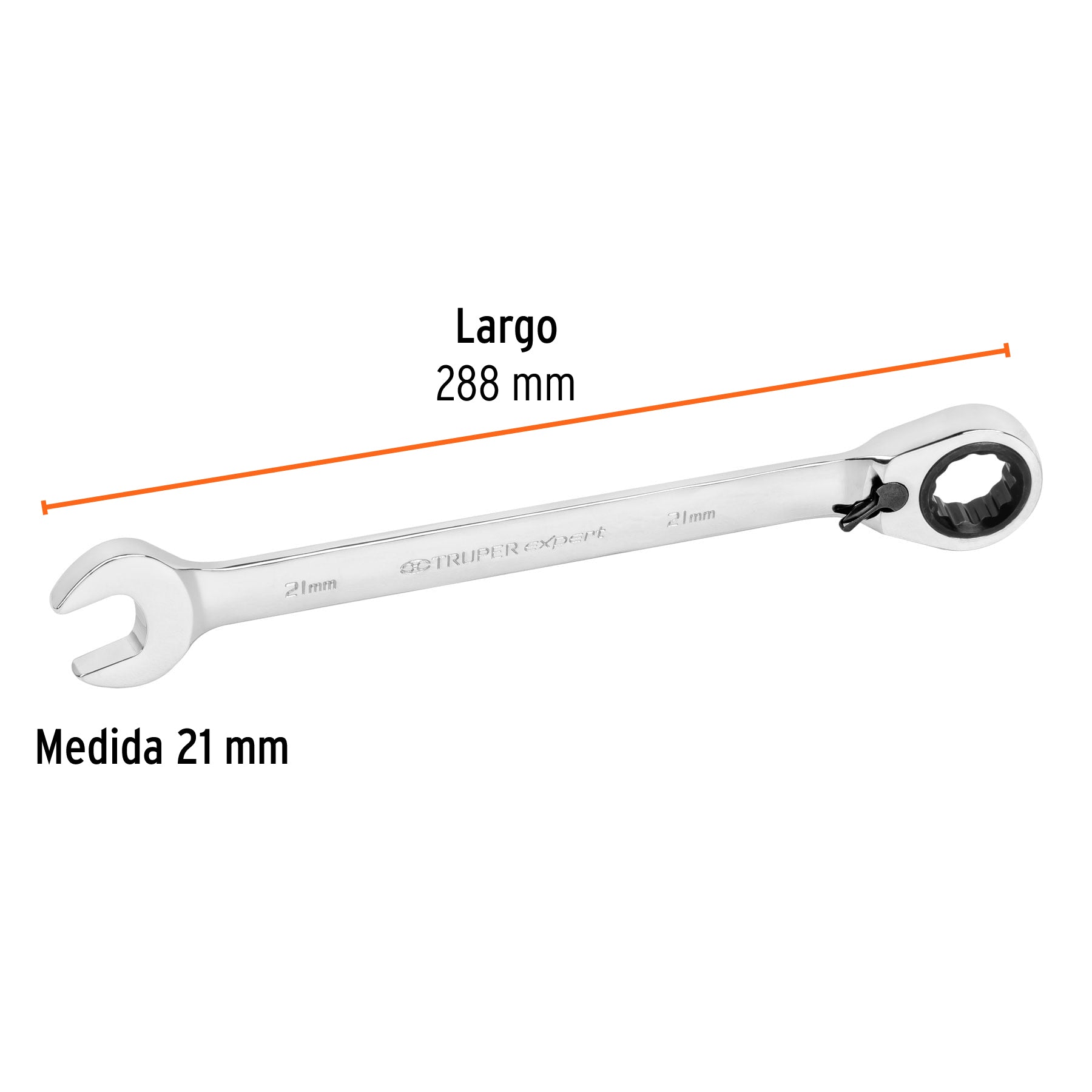 Llave combinada matraca reversible 21mmx288 mm largo, EXPERT