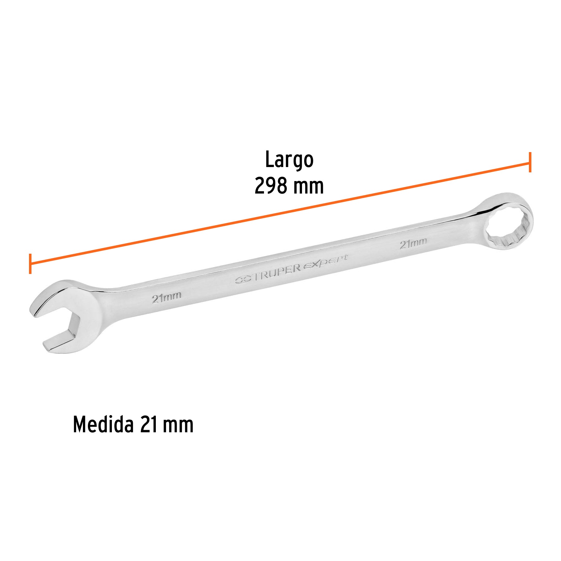 Llave combinada extralarga 21 mm x 298 mm de largo, EXPERT