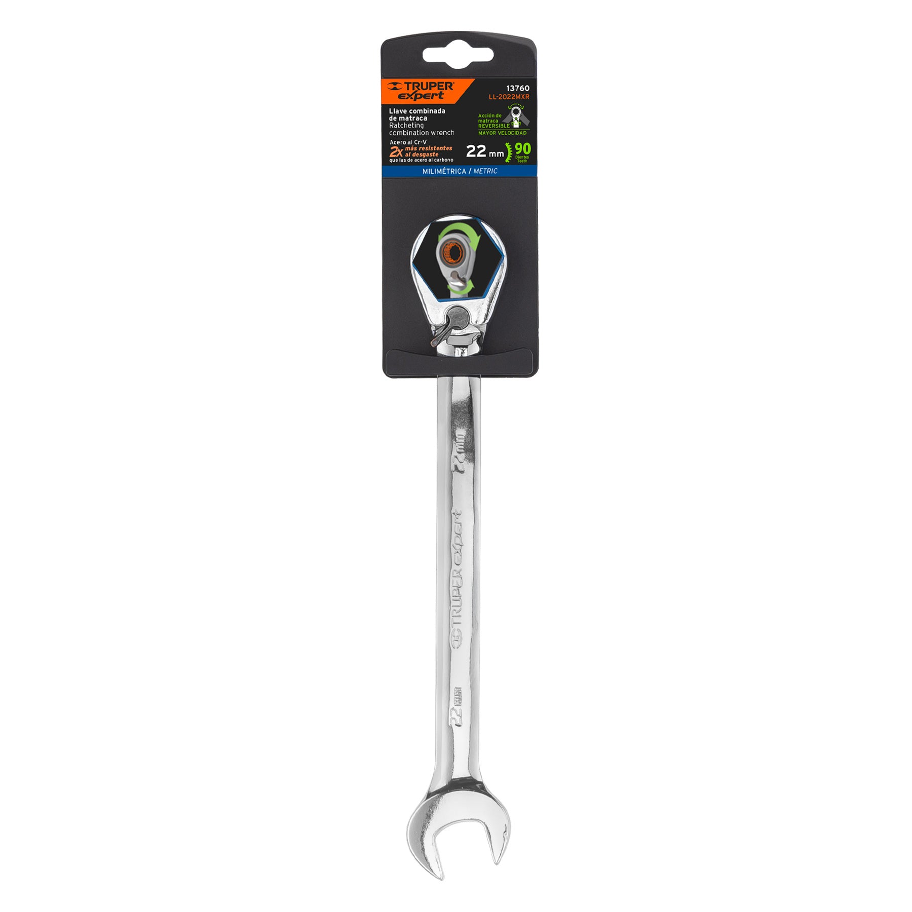 Llave combinada matraca reversible 22mmx288 mm largo, EXPERT
