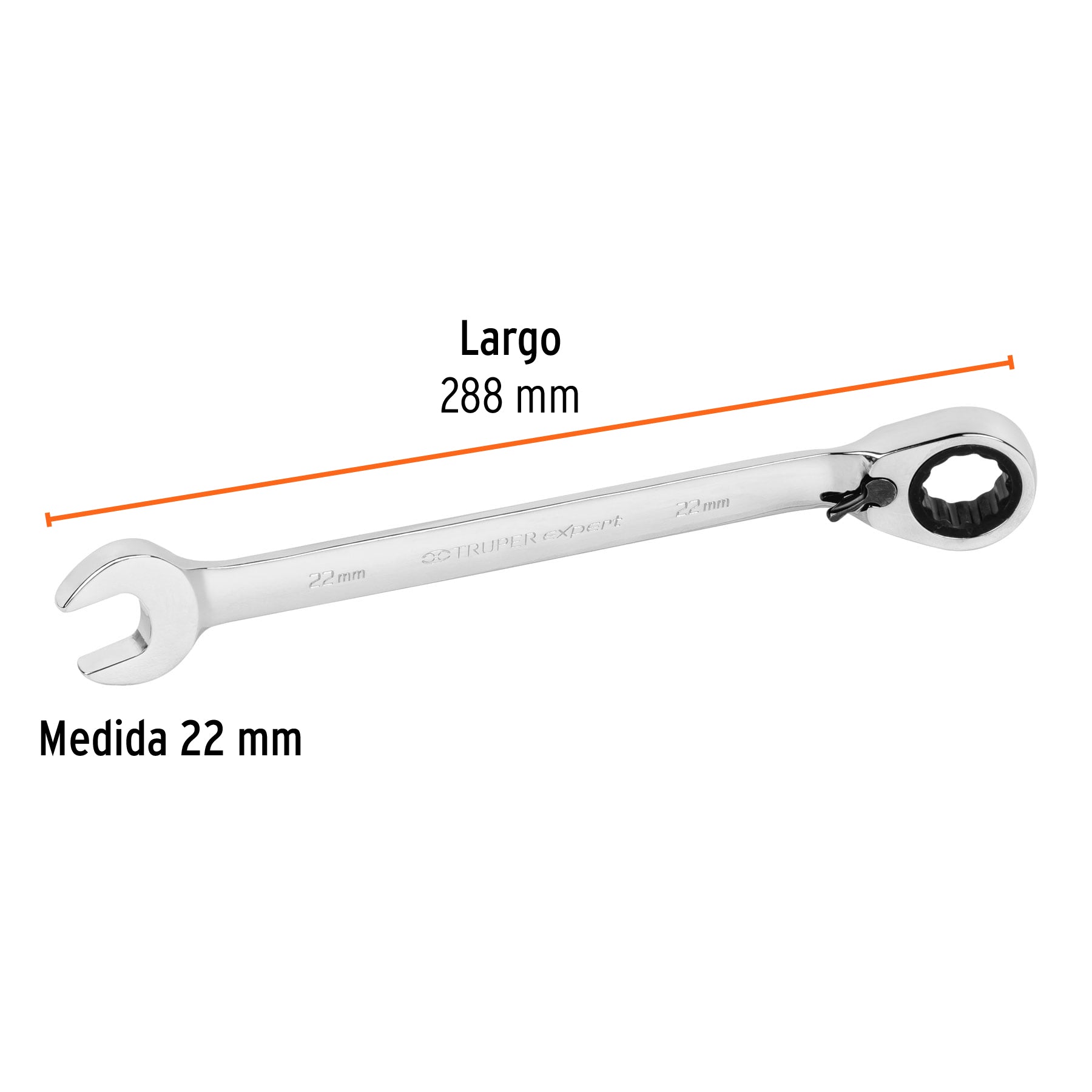 Llave combinada matraca reversible 22mmx288 mm largo, EXPERT