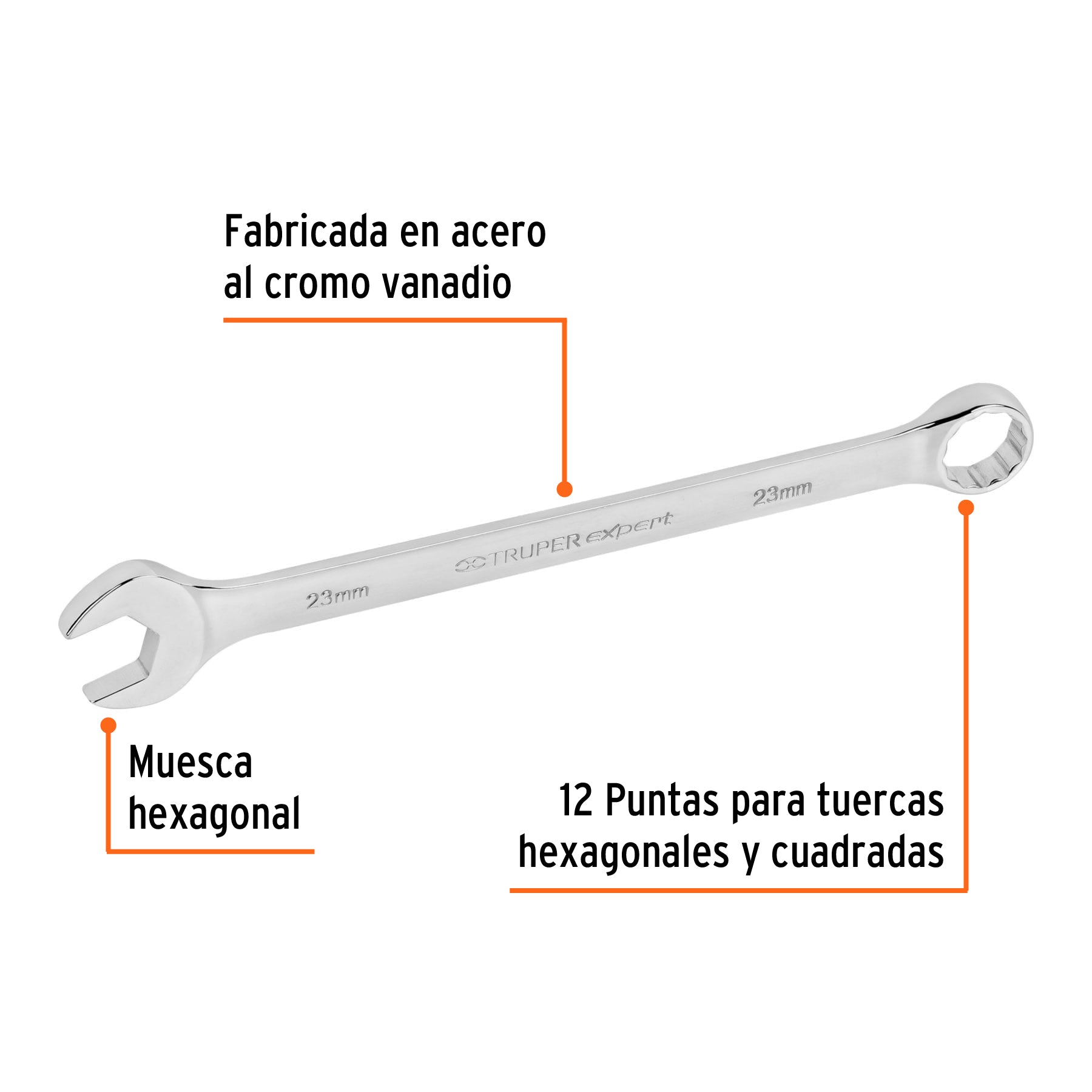 Llave combinada extralarga 23 mm x 316 mm de largo, EXPERT