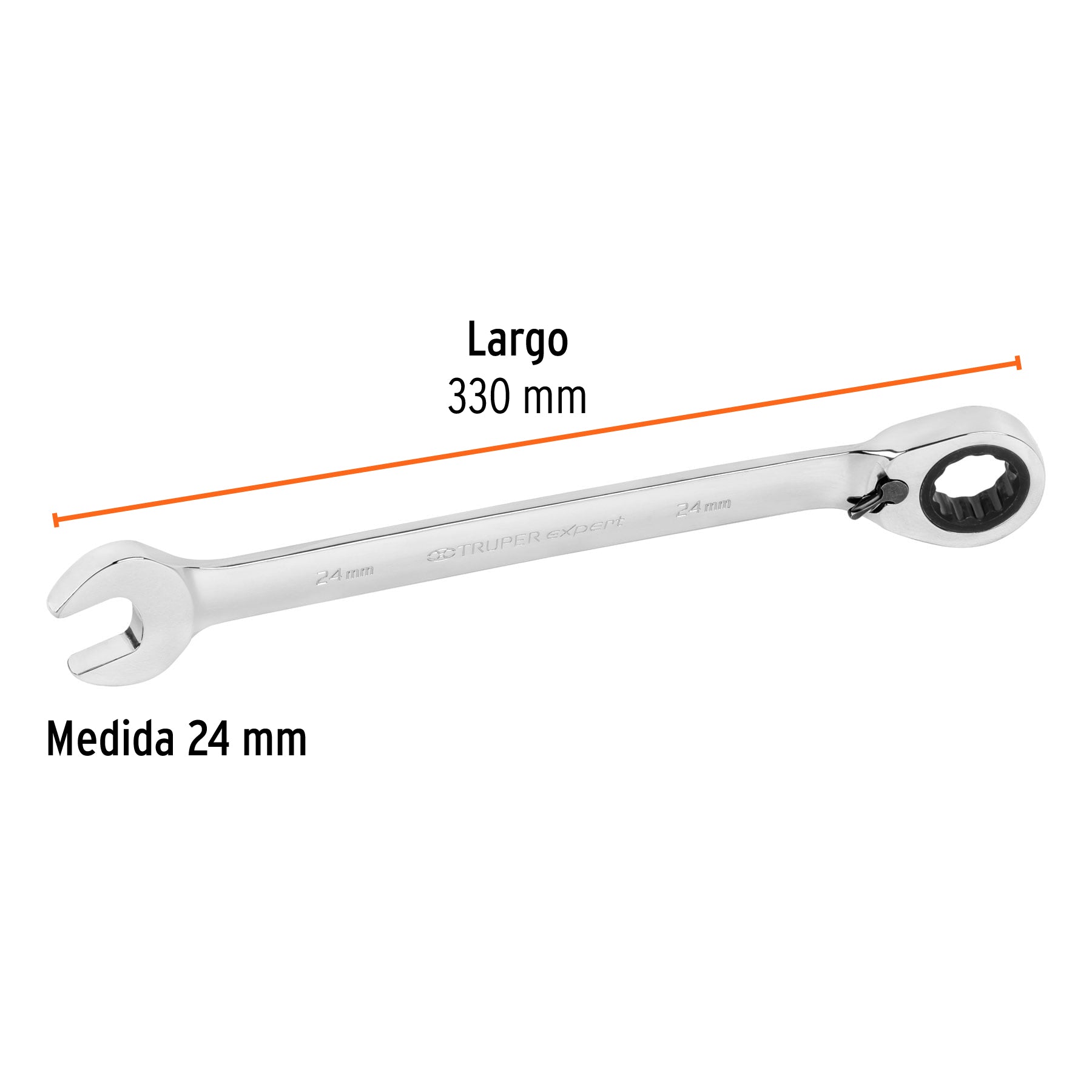 Llave combinada matraca reversible 24mmx330 mm largo, EXPERT