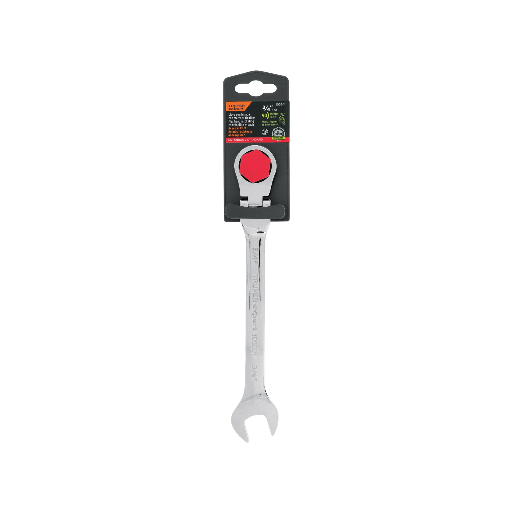 Llave combinada con matraca 3/4" flexible, EXPERT