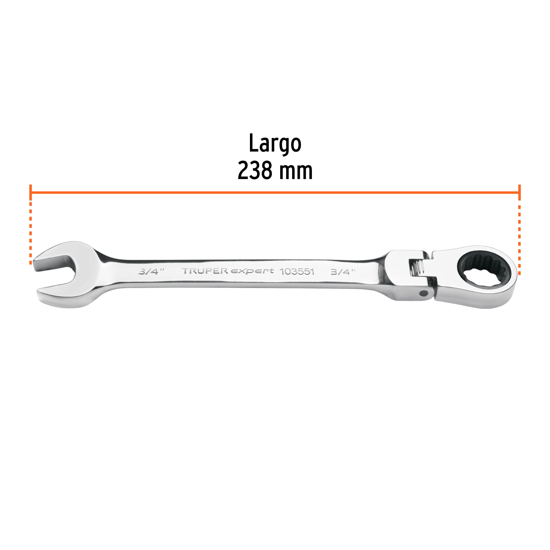 Llave combinada con matraca 3/4" flexible, EXPERT