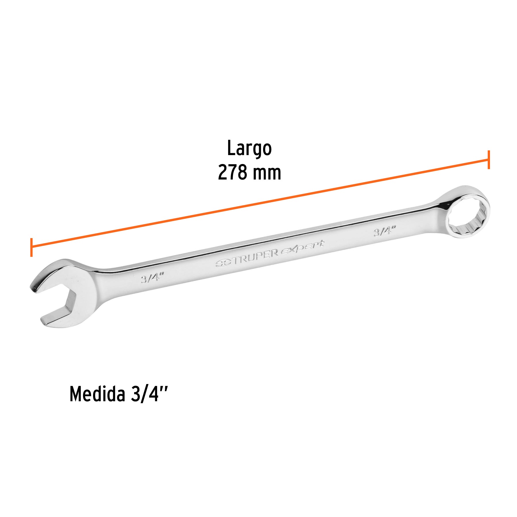 Llave combinada extralarga 3/4" x 278 mm de largo, EXPERT