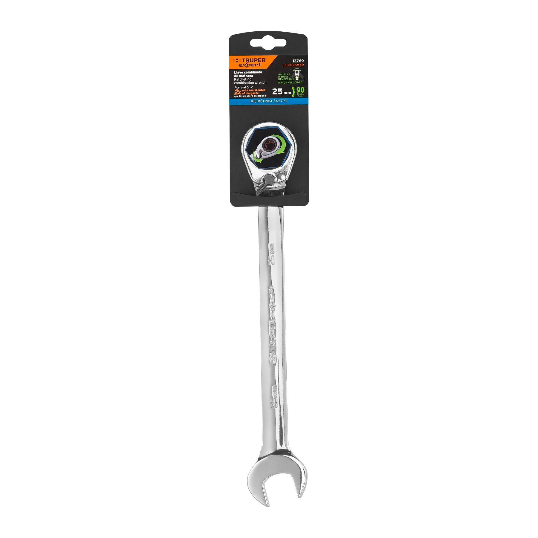 Llave combinada matraca reversible 25mmx328 mm largo, EXPERT