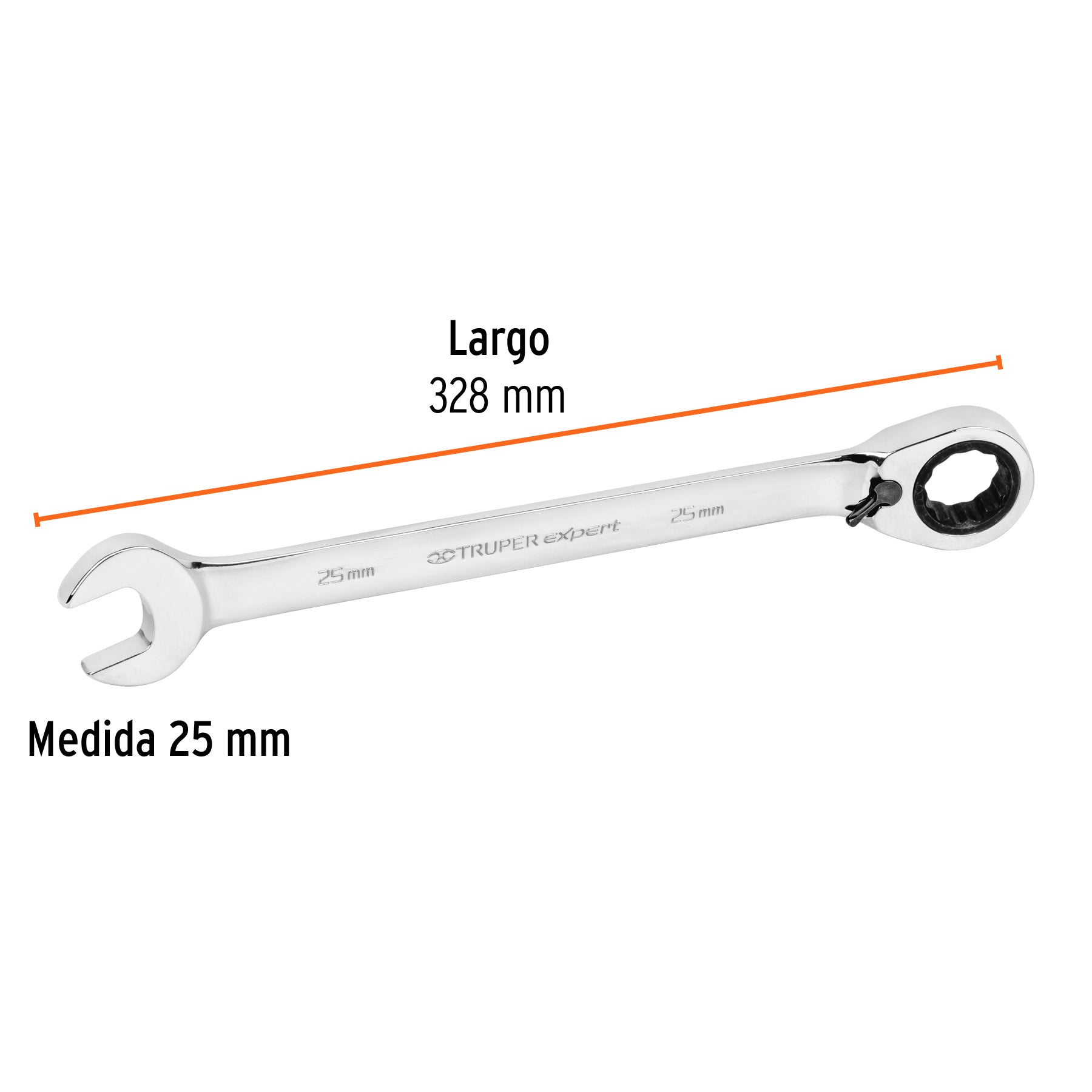 Llave combinada matraca reversible 25mmx328 mm largo, EXPERT