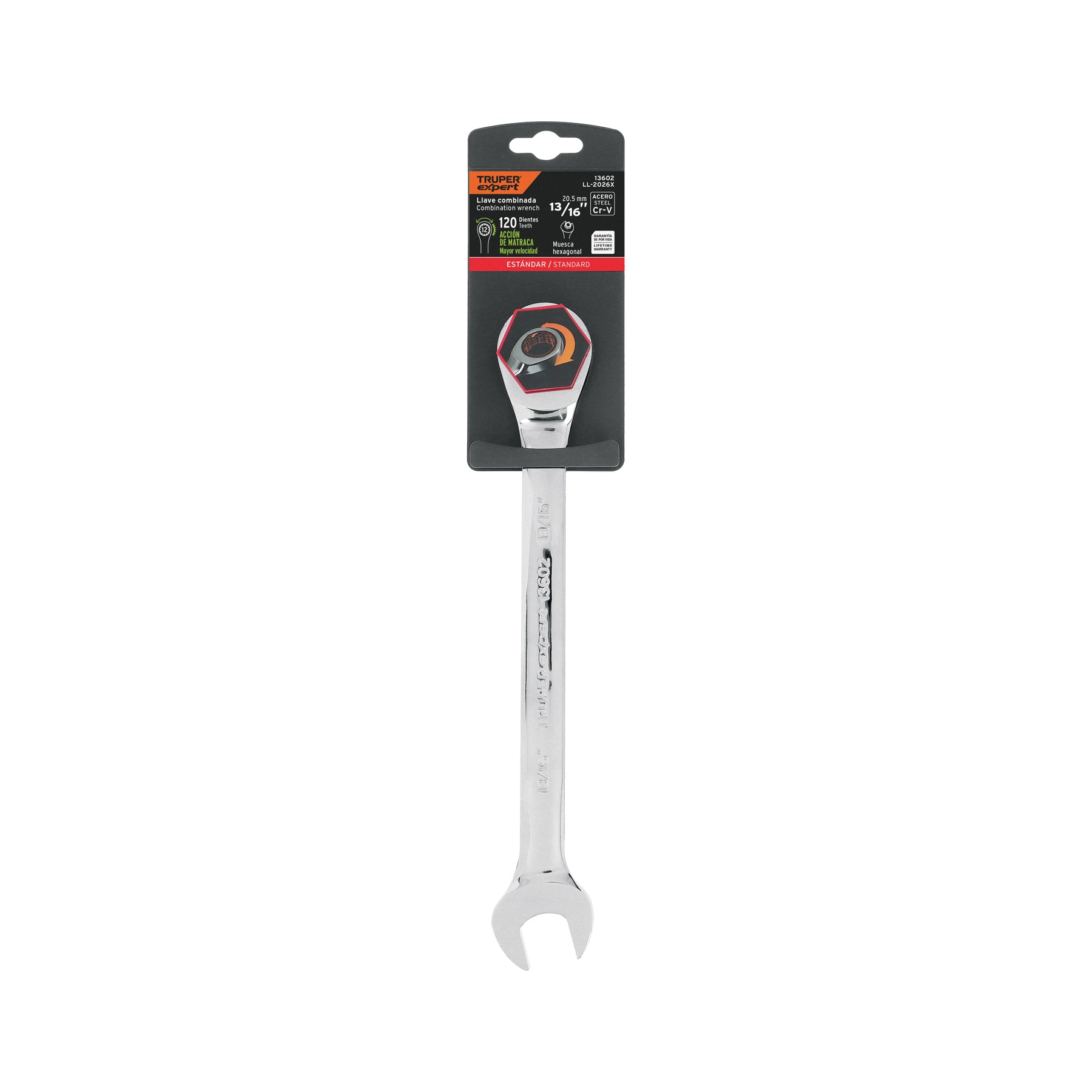 Llave combinada con matraca 13/16" x 281 mm largo, EXPERT