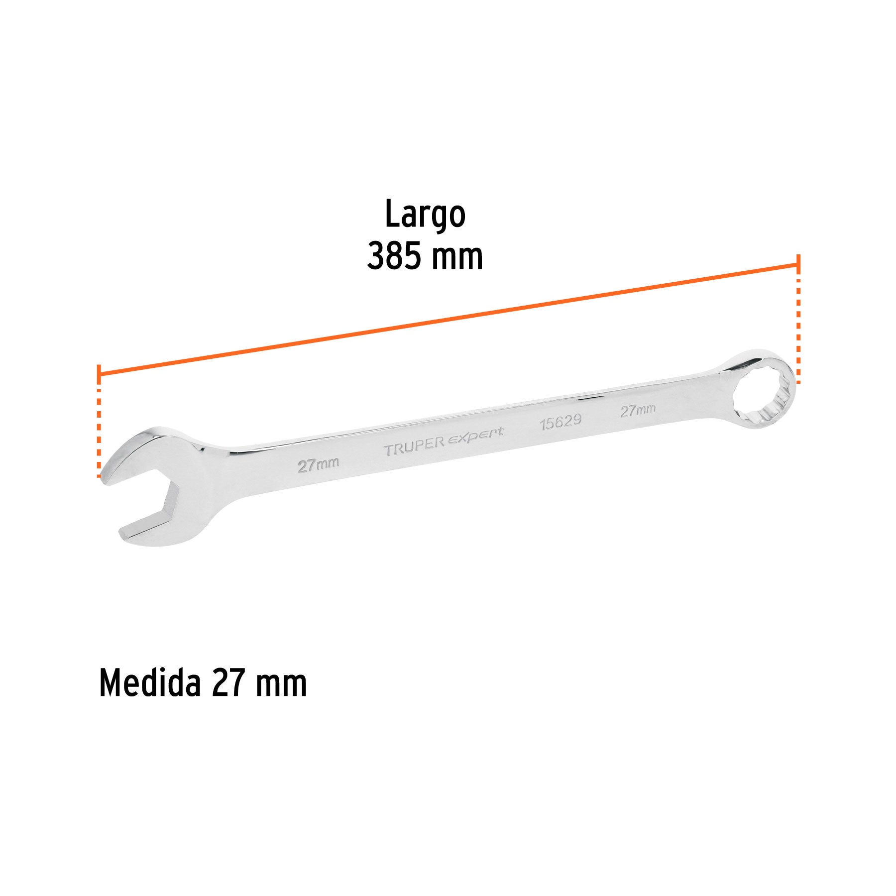 Llave combinada extralarga 27 mm x 385 mm de largo, EXPERT
