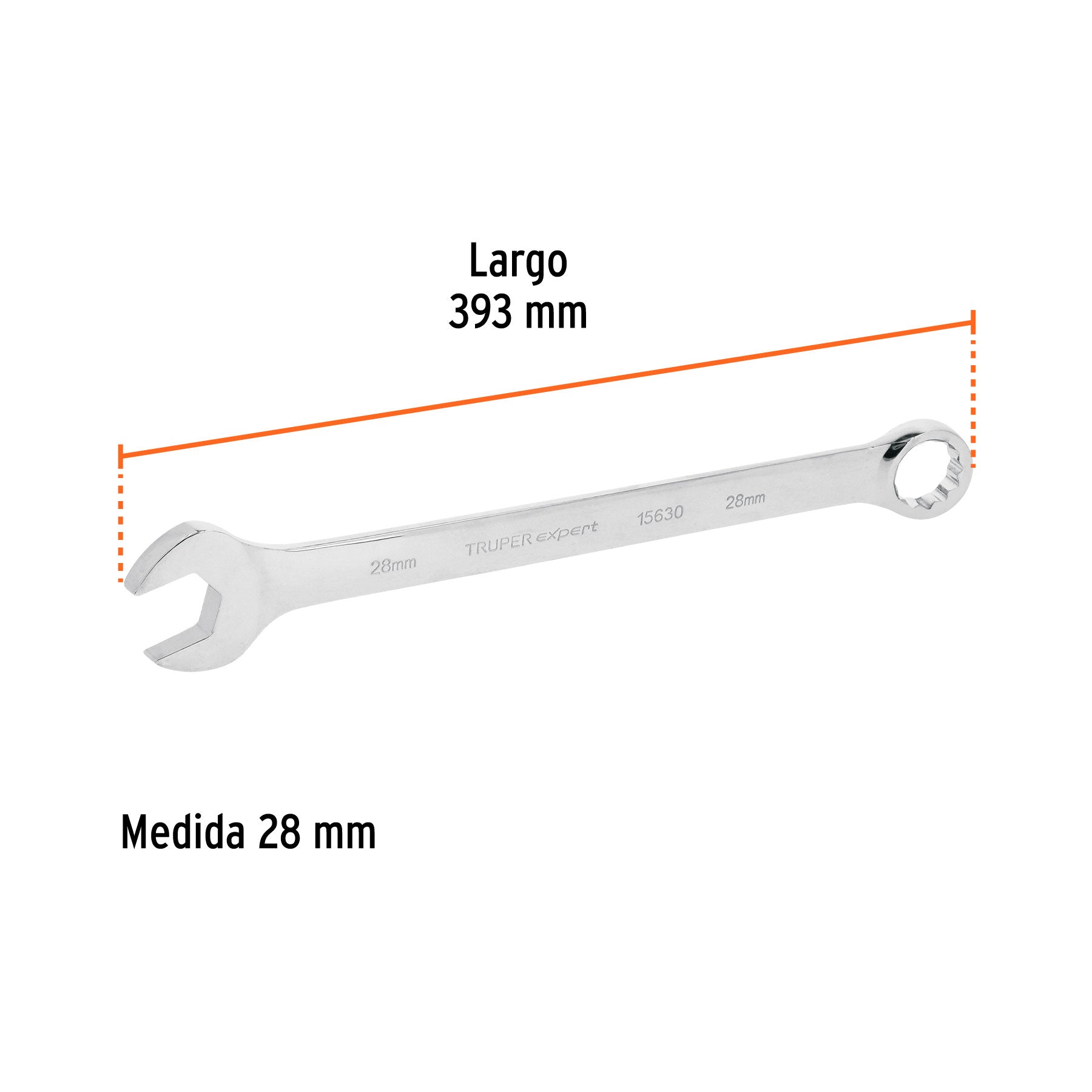 Llave combinada extralarga 28 mm x 393 mm de largo, EXPERT