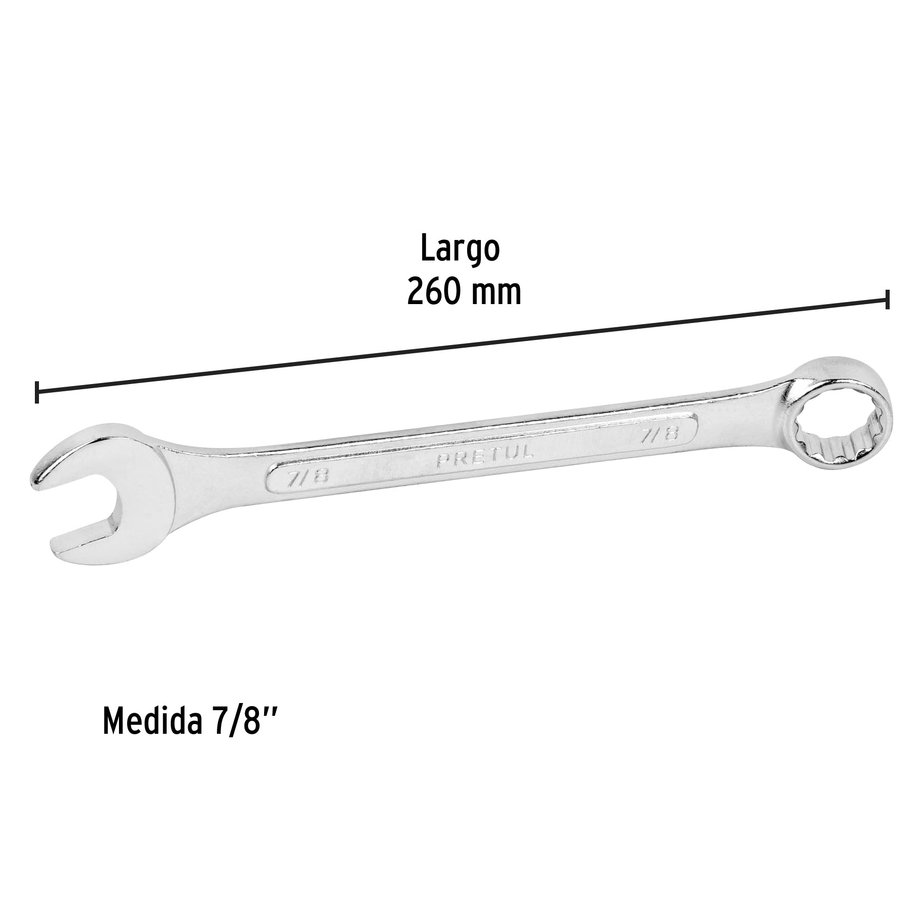 Llave combinada 7/8" x 260 mm de largo, PRETUL