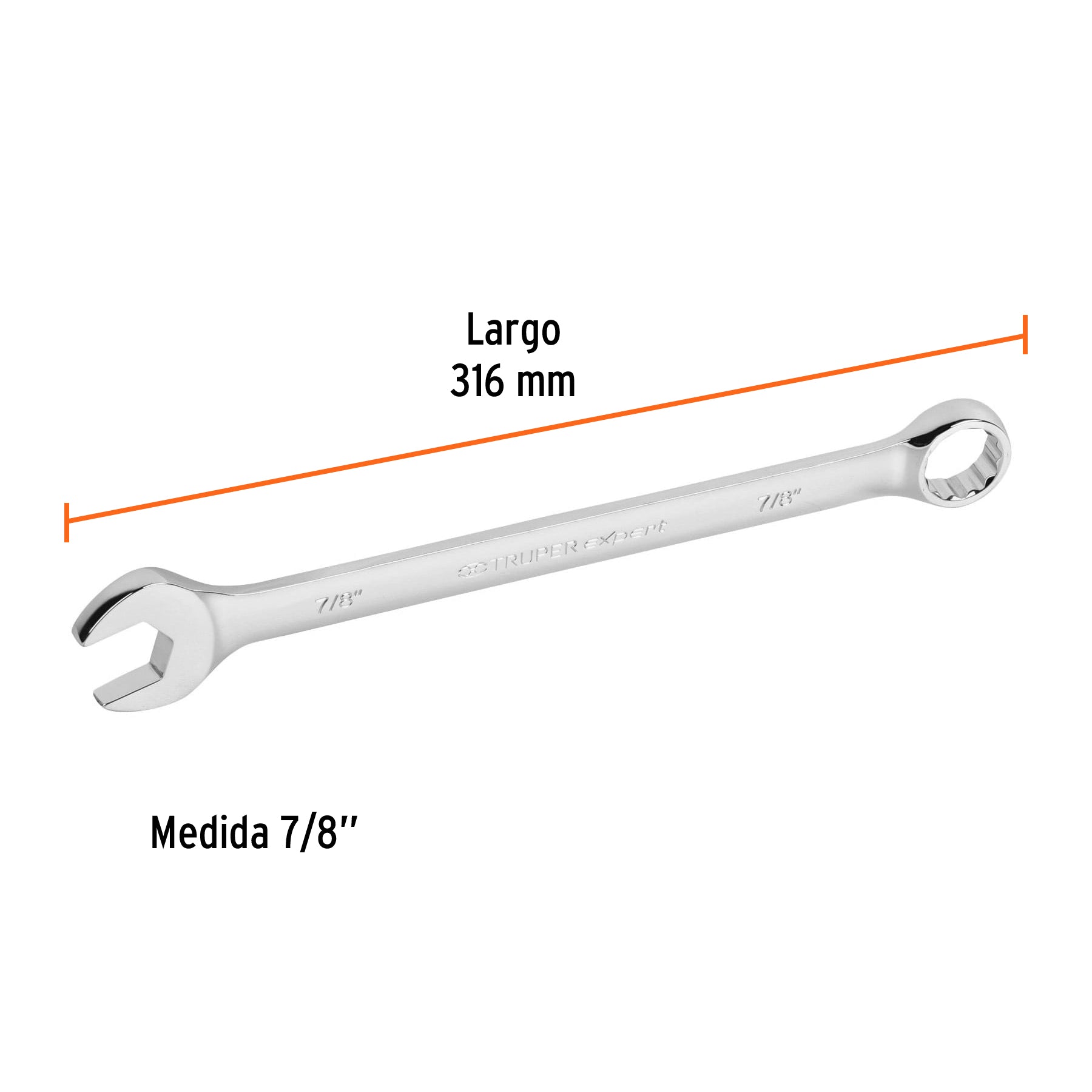 Llave combinada extralarga 7/8" x 316 mm de largo, EXPERT