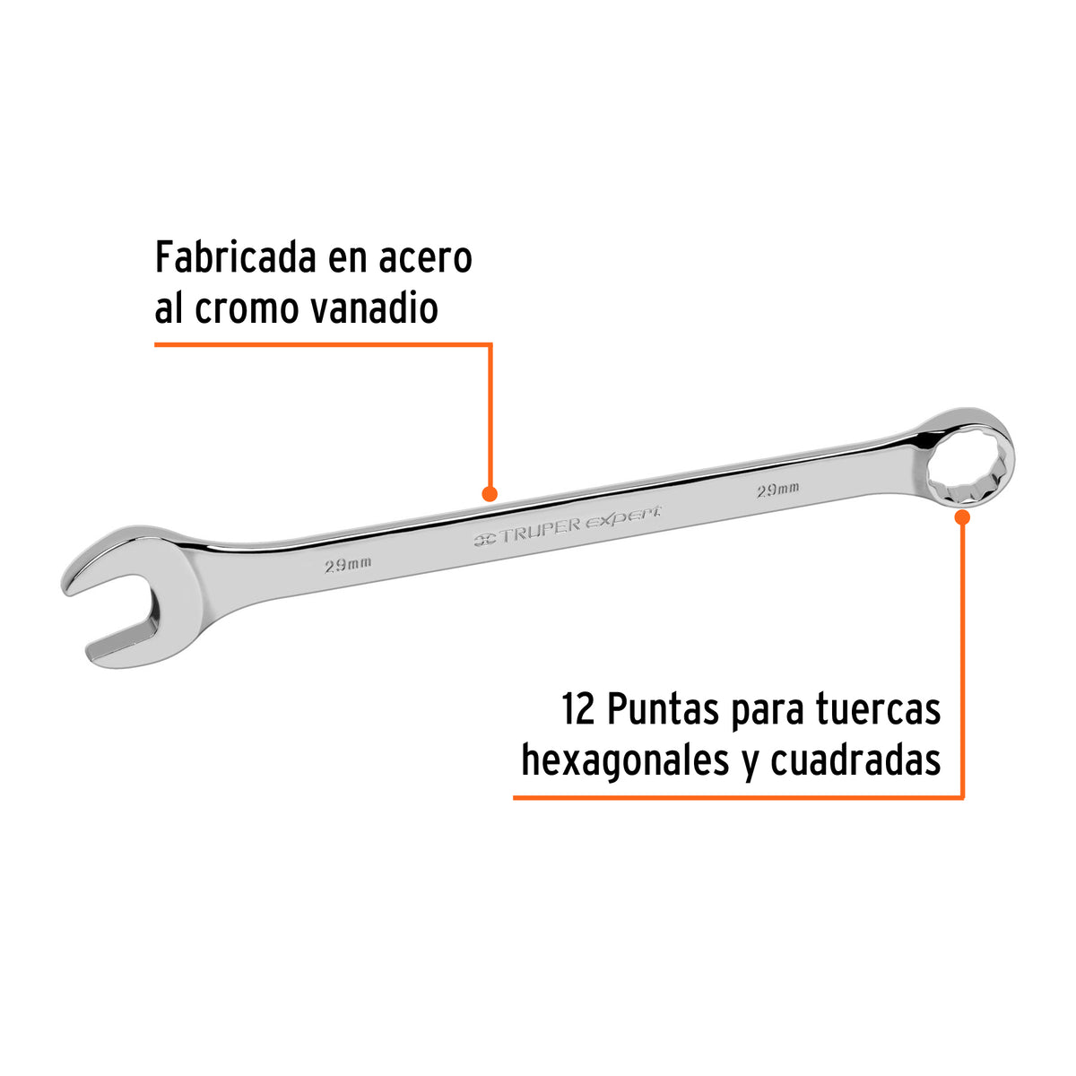 Llave combinada extralarga 29 mm x 401 mm de largo, EXPERT